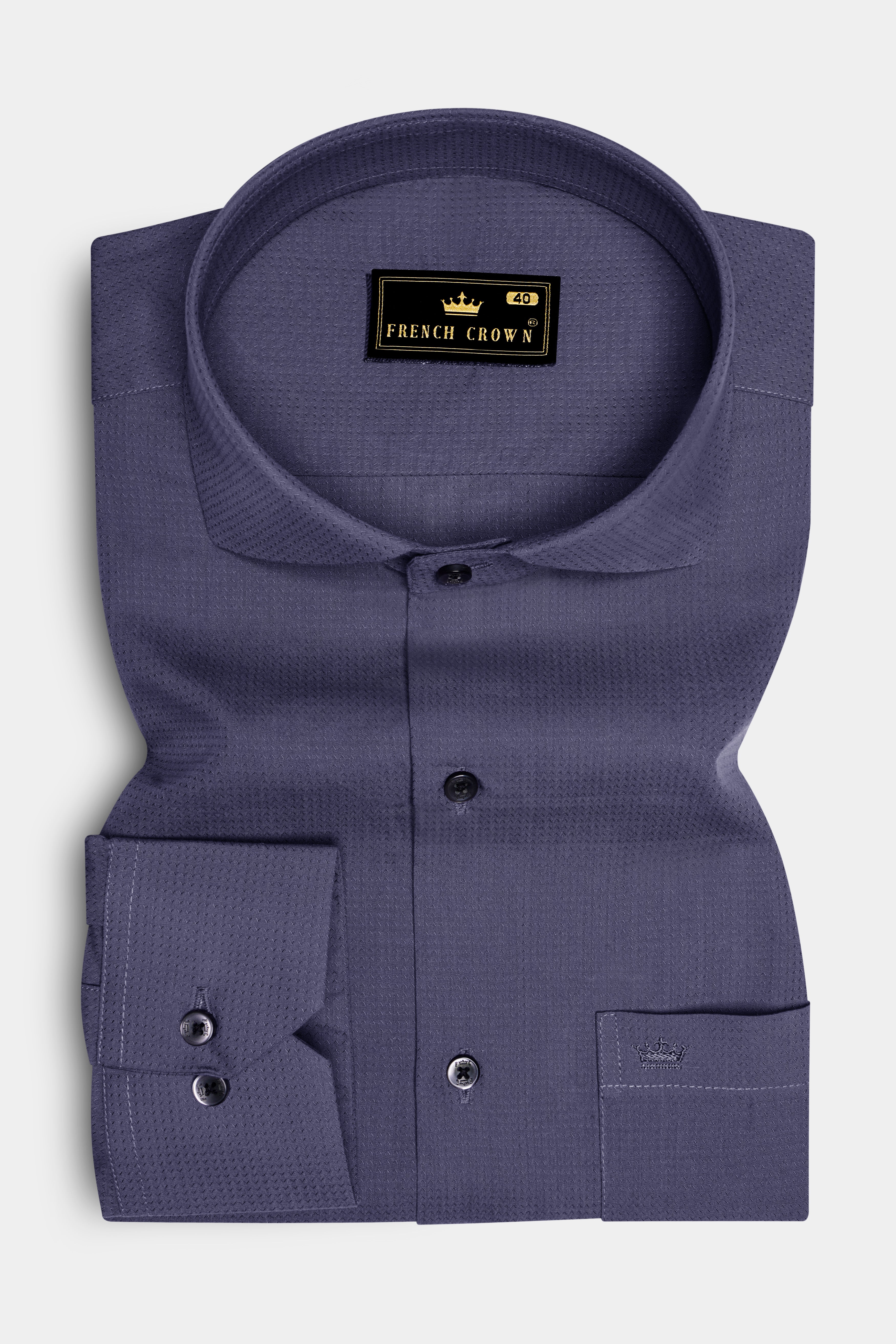 Mulled Wine Gray Dobby Textured Premium Giza Cotton Shirt