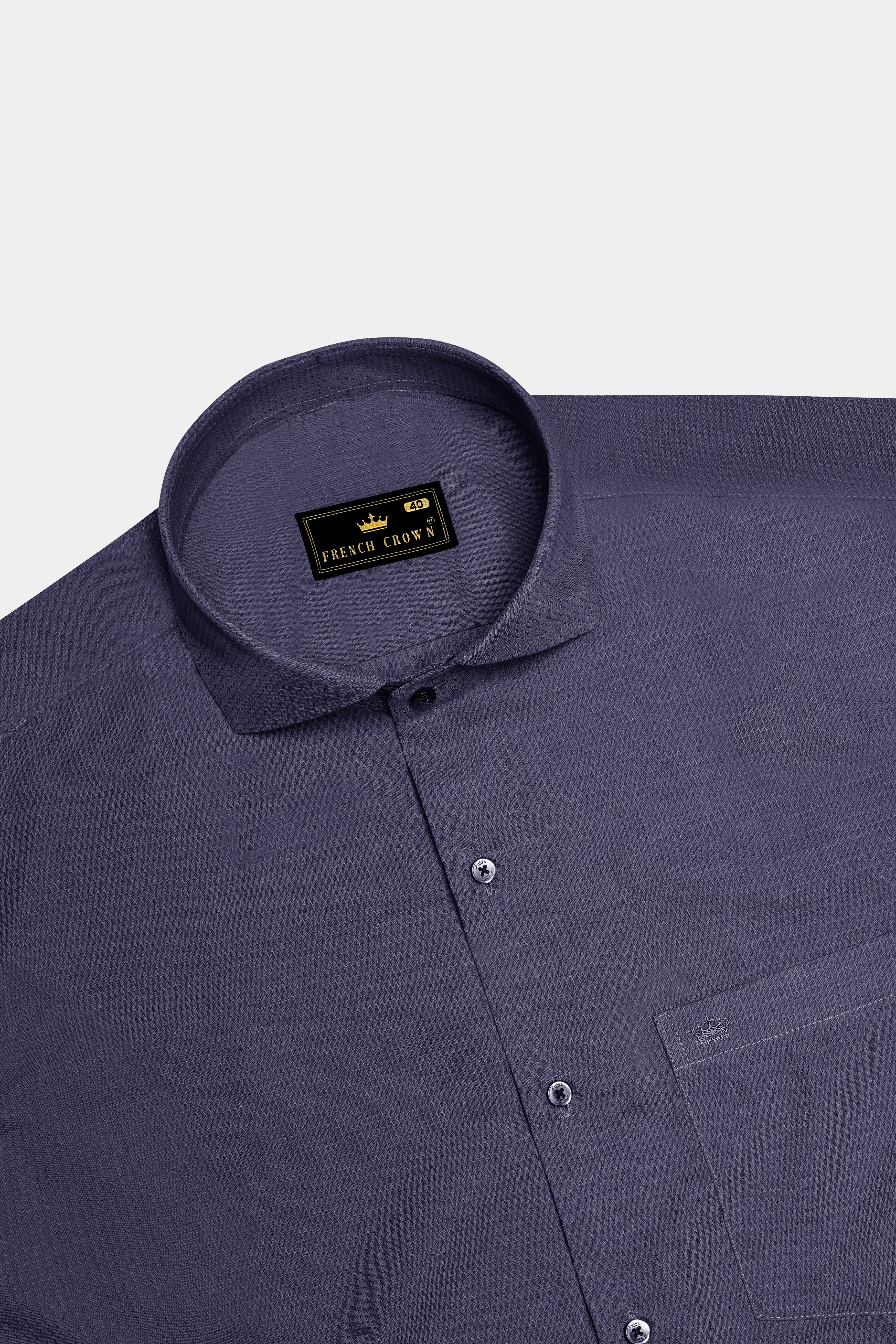 Mulled Wine Gray Dobby Textured Premium Giza Cotton Shirt