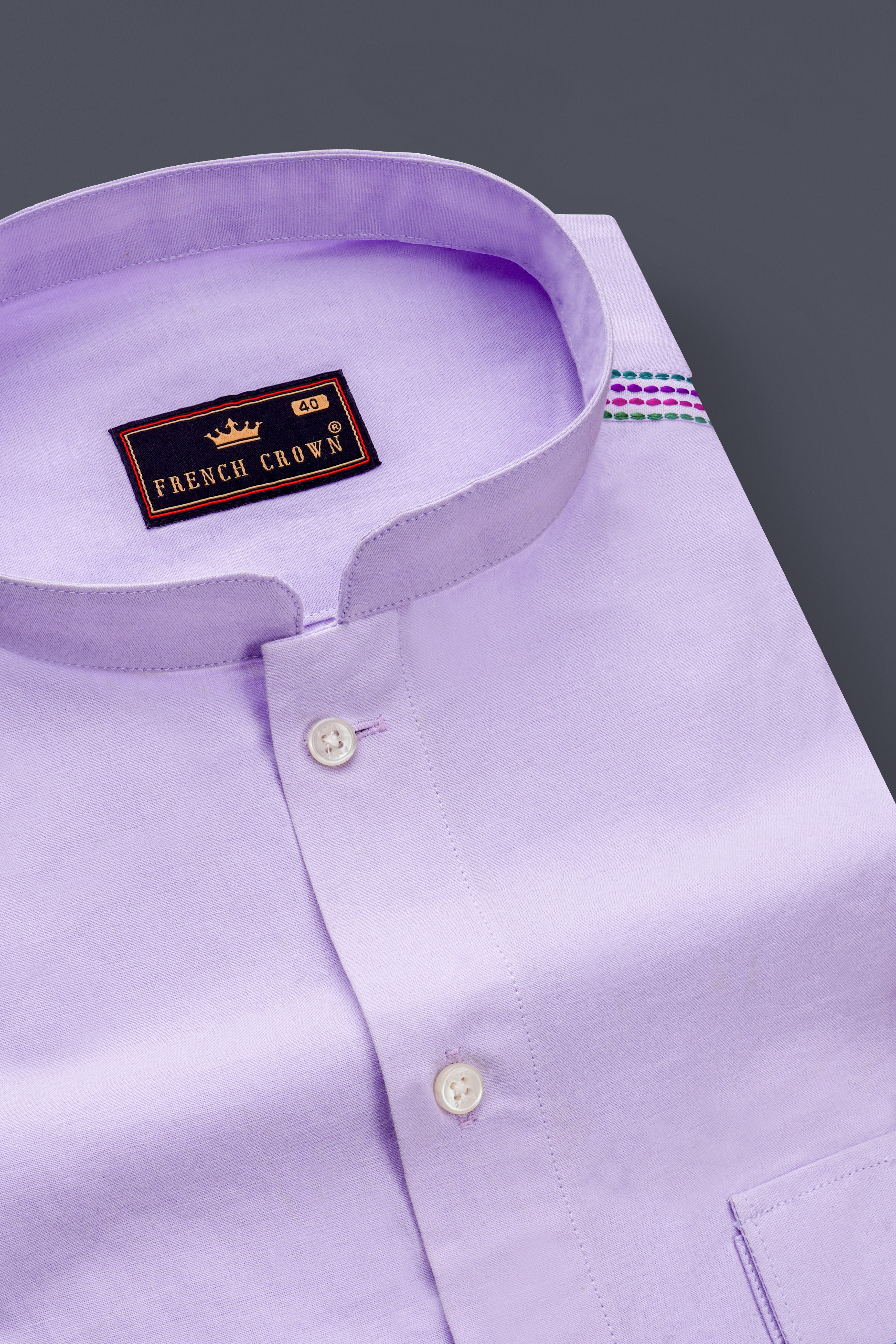 Moonraker Lavender Embroidered Premium Cotton Designer Shirt