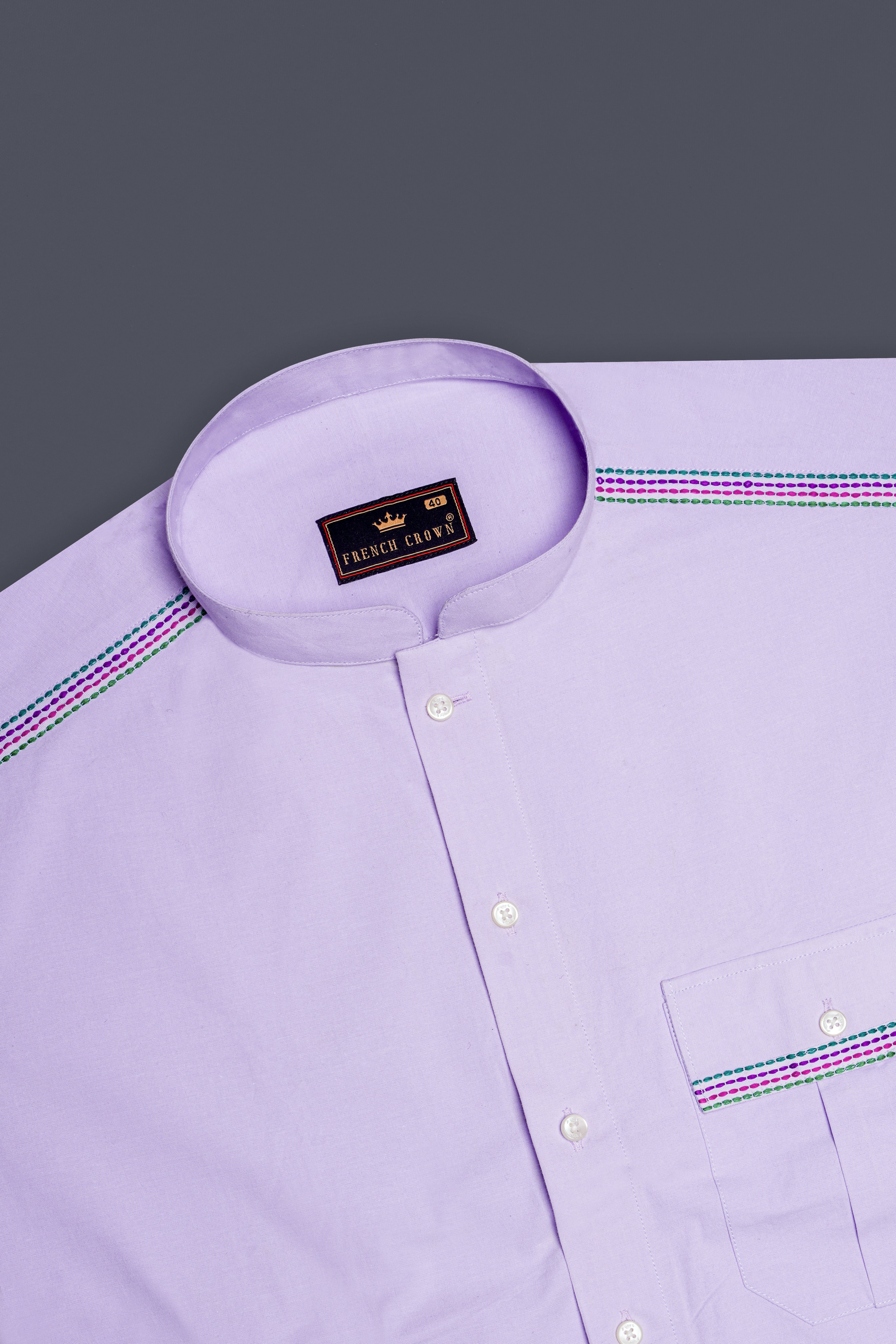 Moonraker Lavender Embroidered Premium Cotton Designer Shirt