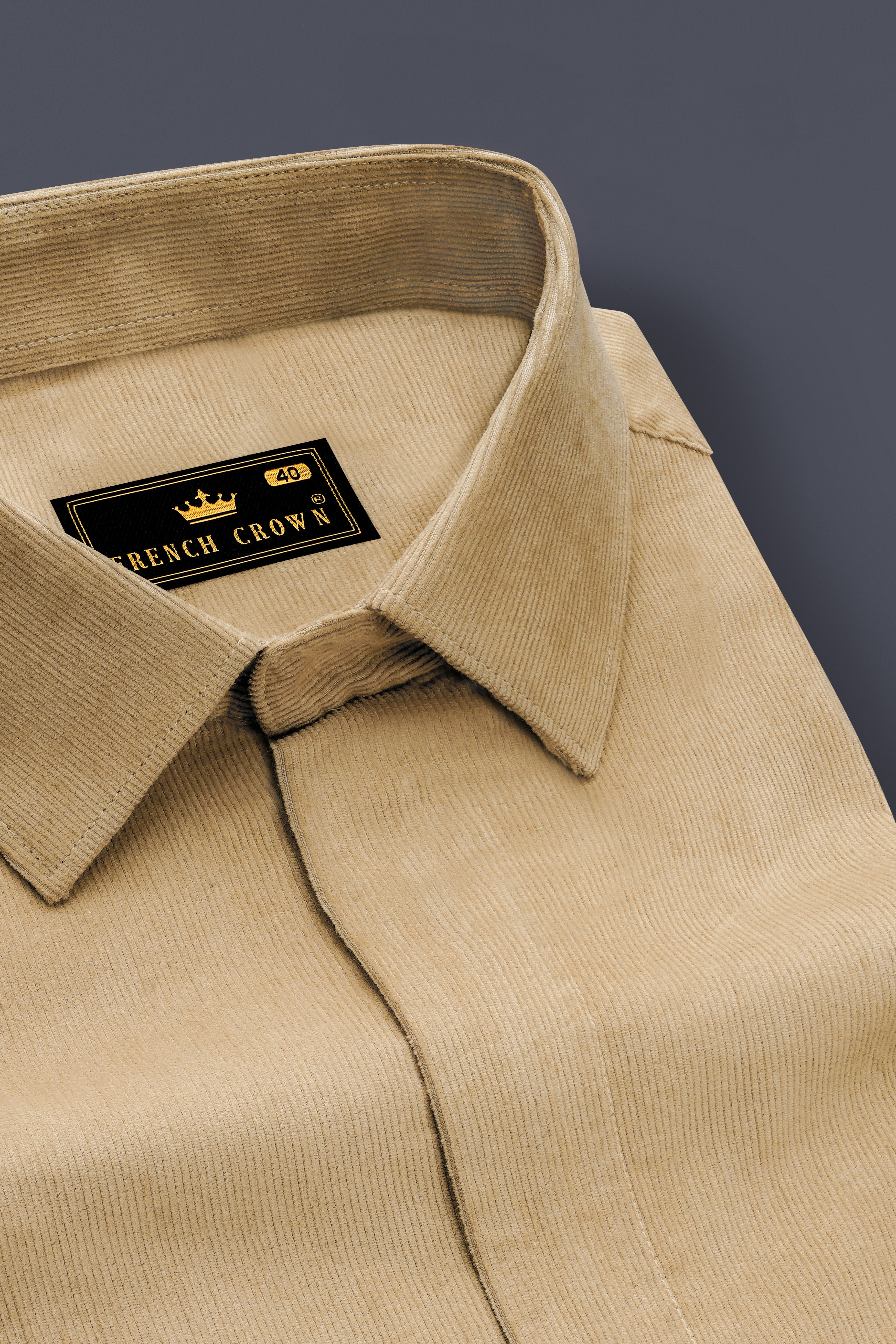 Brandy Brown Corduroy Designer Overshirt/Shacket With Zipper Fastening