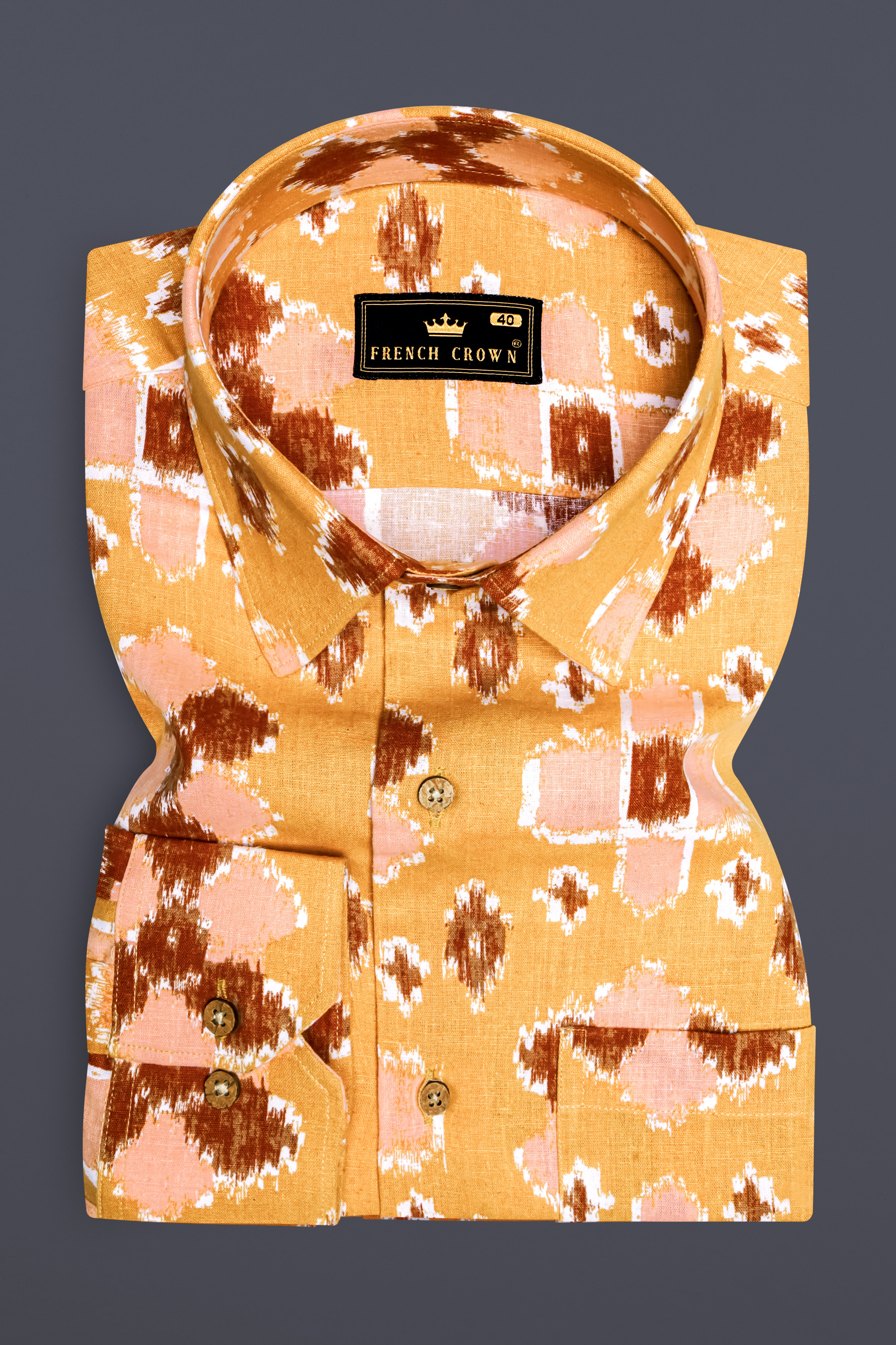 Anzac Brown Multicolour Ikat Textured Chambray Shirt