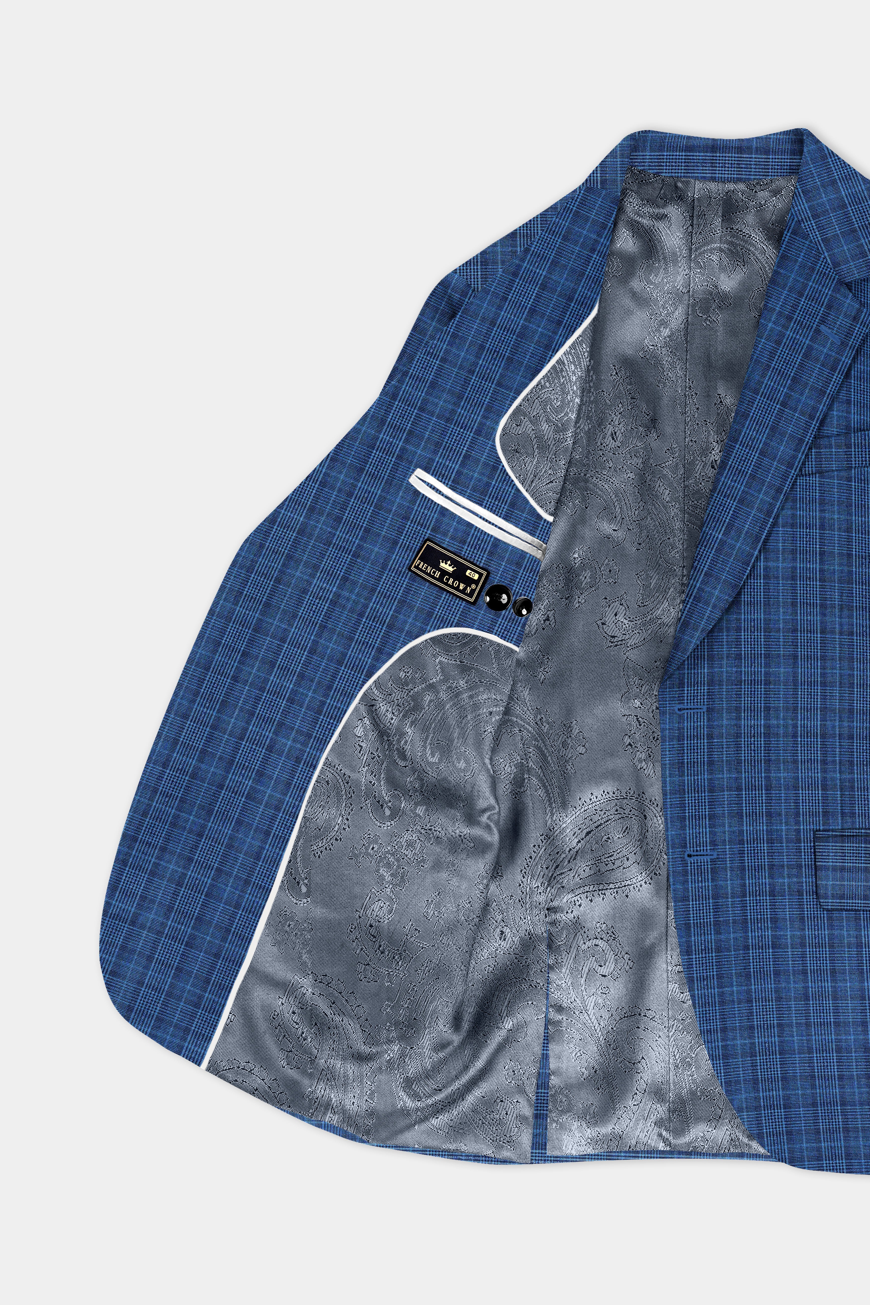 Mid Blue Plaid Blazer