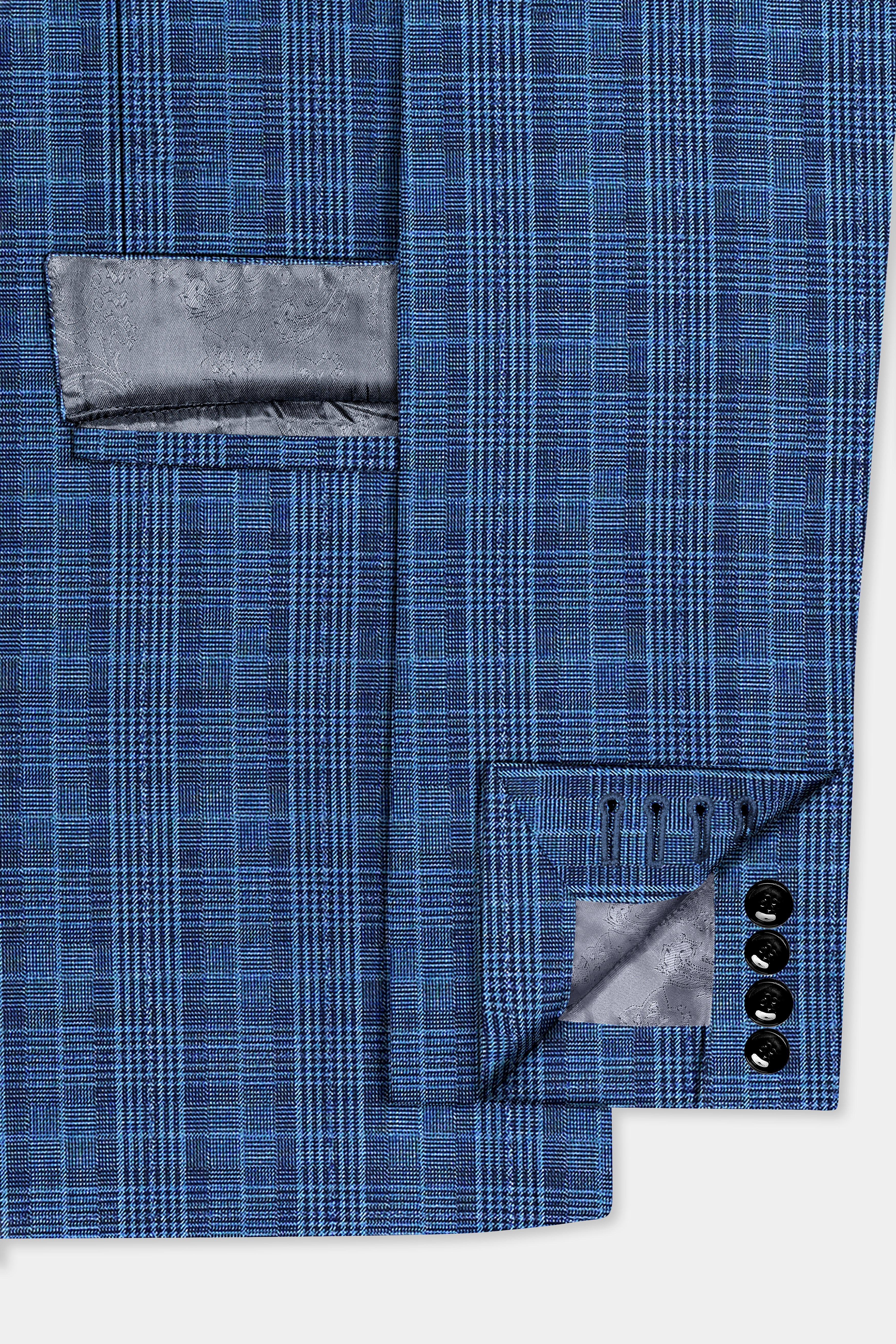 Mid Blue Plaid Blazer