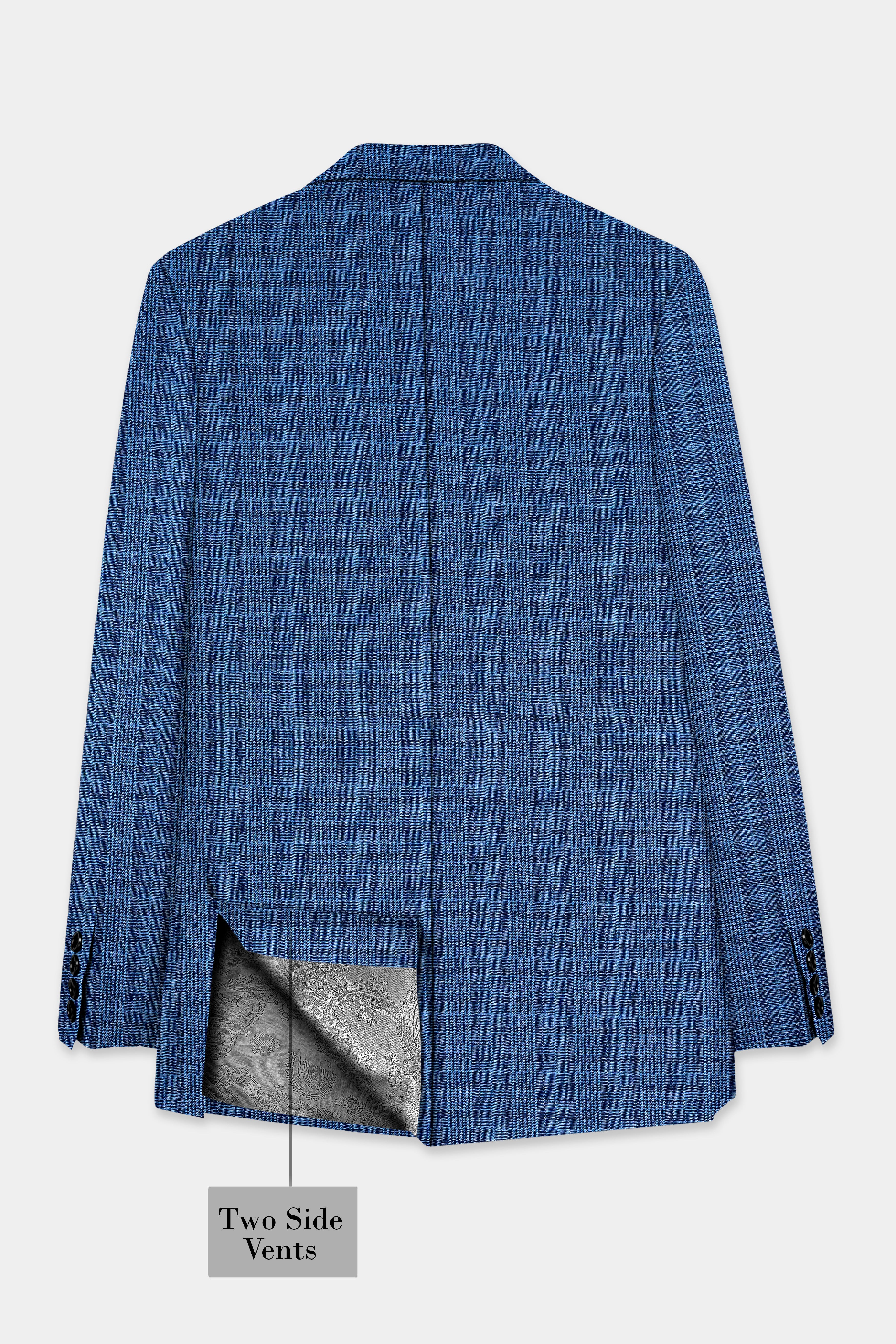 Mid Blue Plaid Blazer