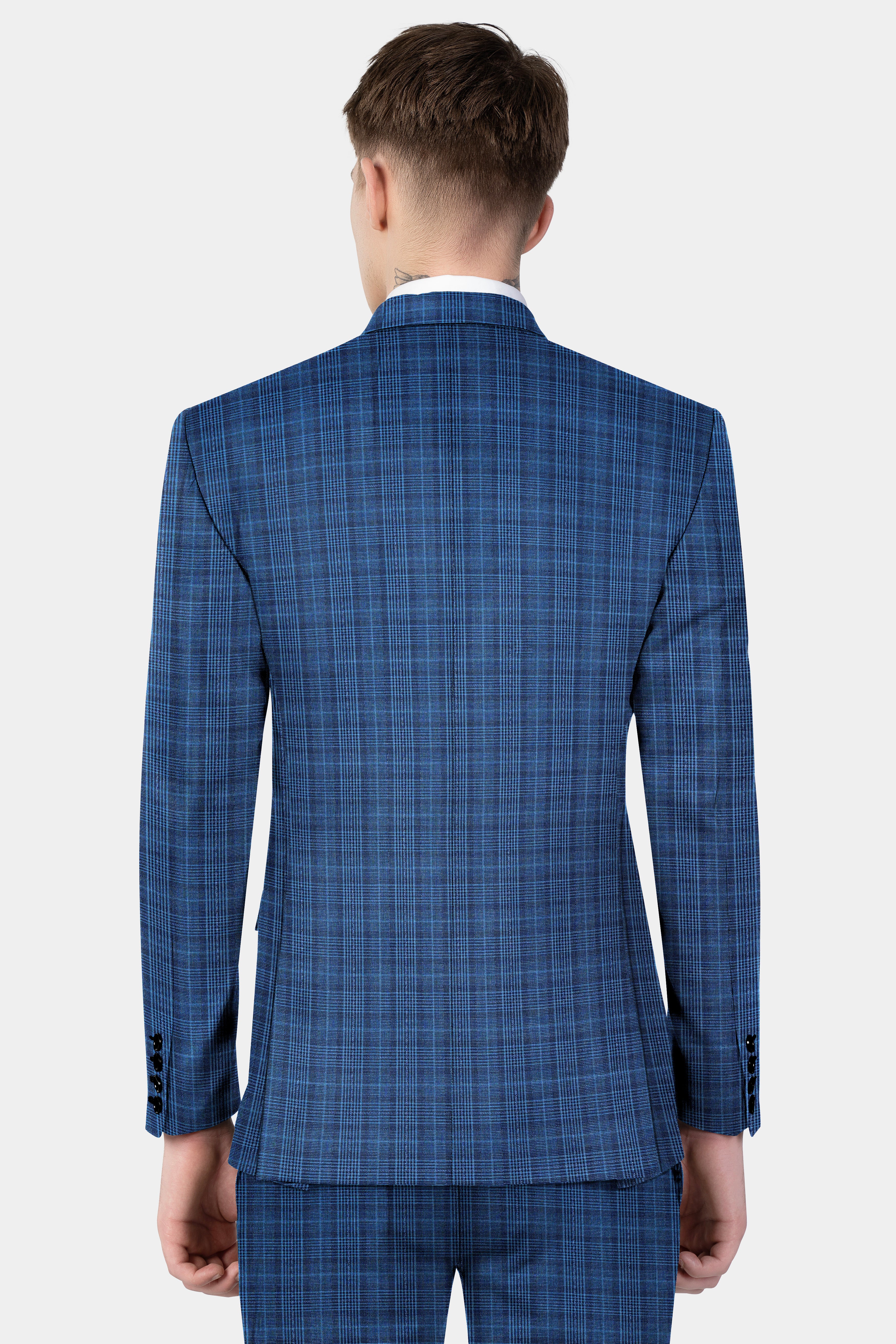 Mid Blue Plaid Blazer