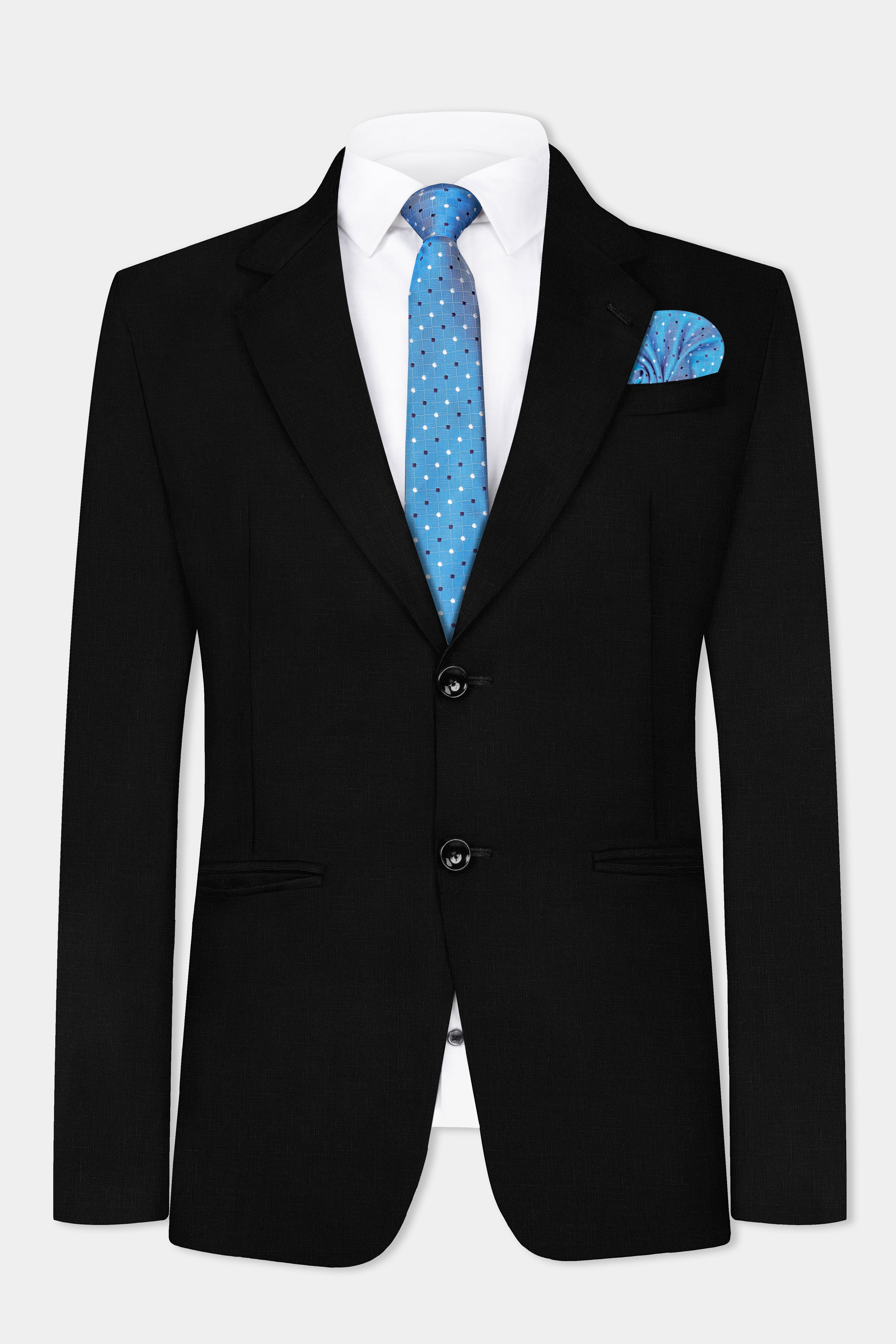 Jade Black Solid Tweed Blazer