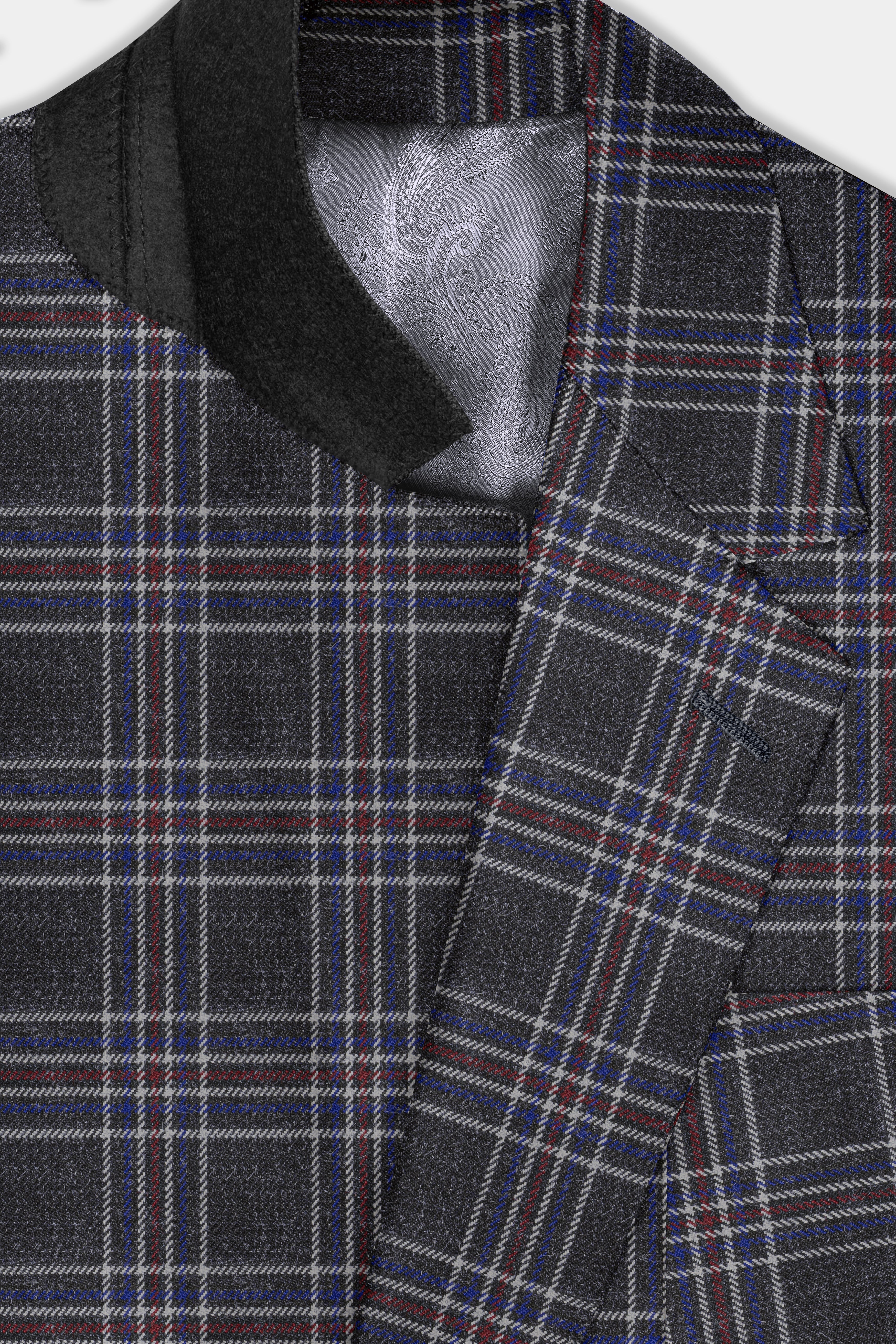 Tuatara Gray Multicolour Plaid Tweed Blazer