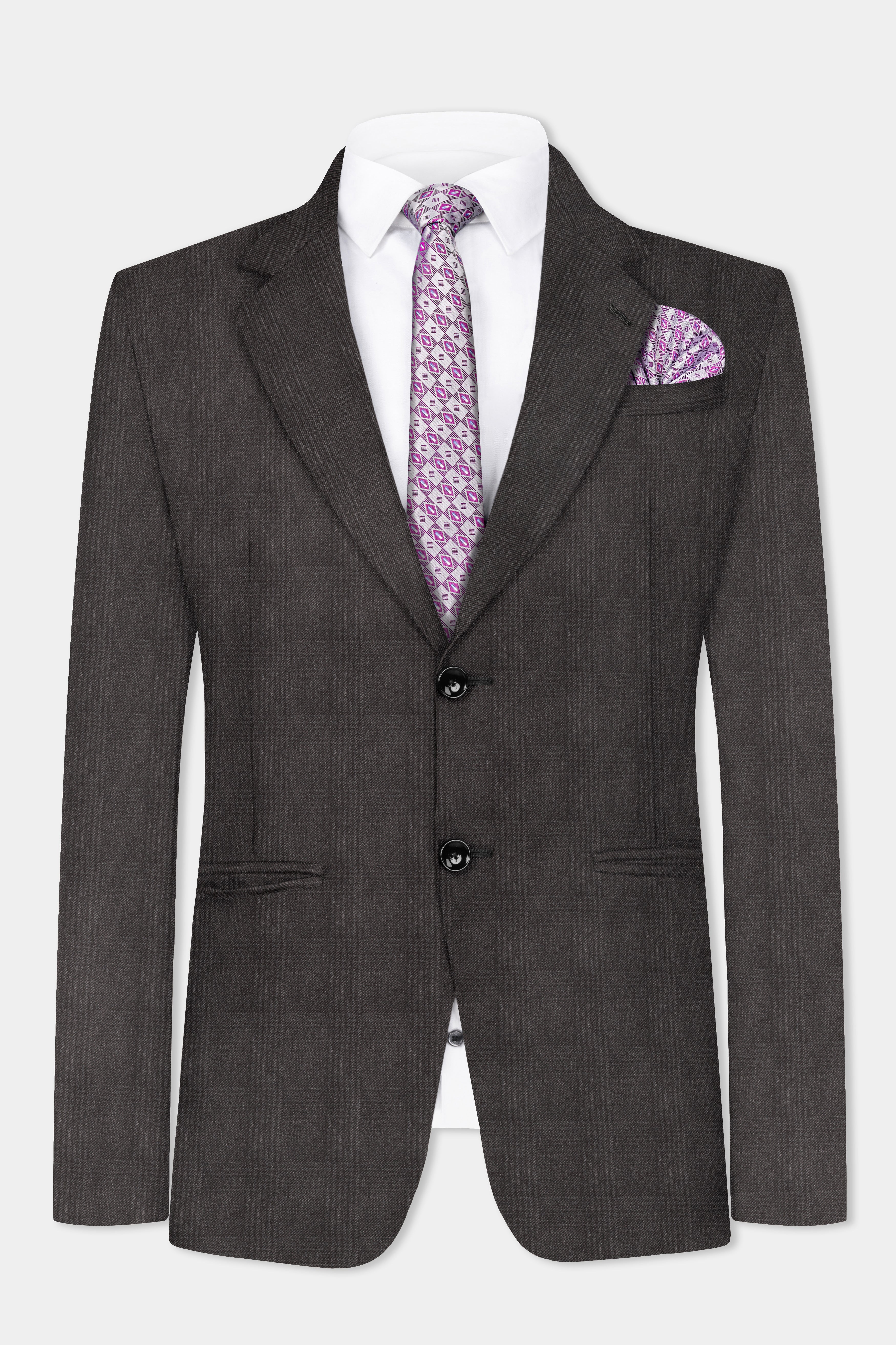 Piano Brown Plaid Tweed Blazer