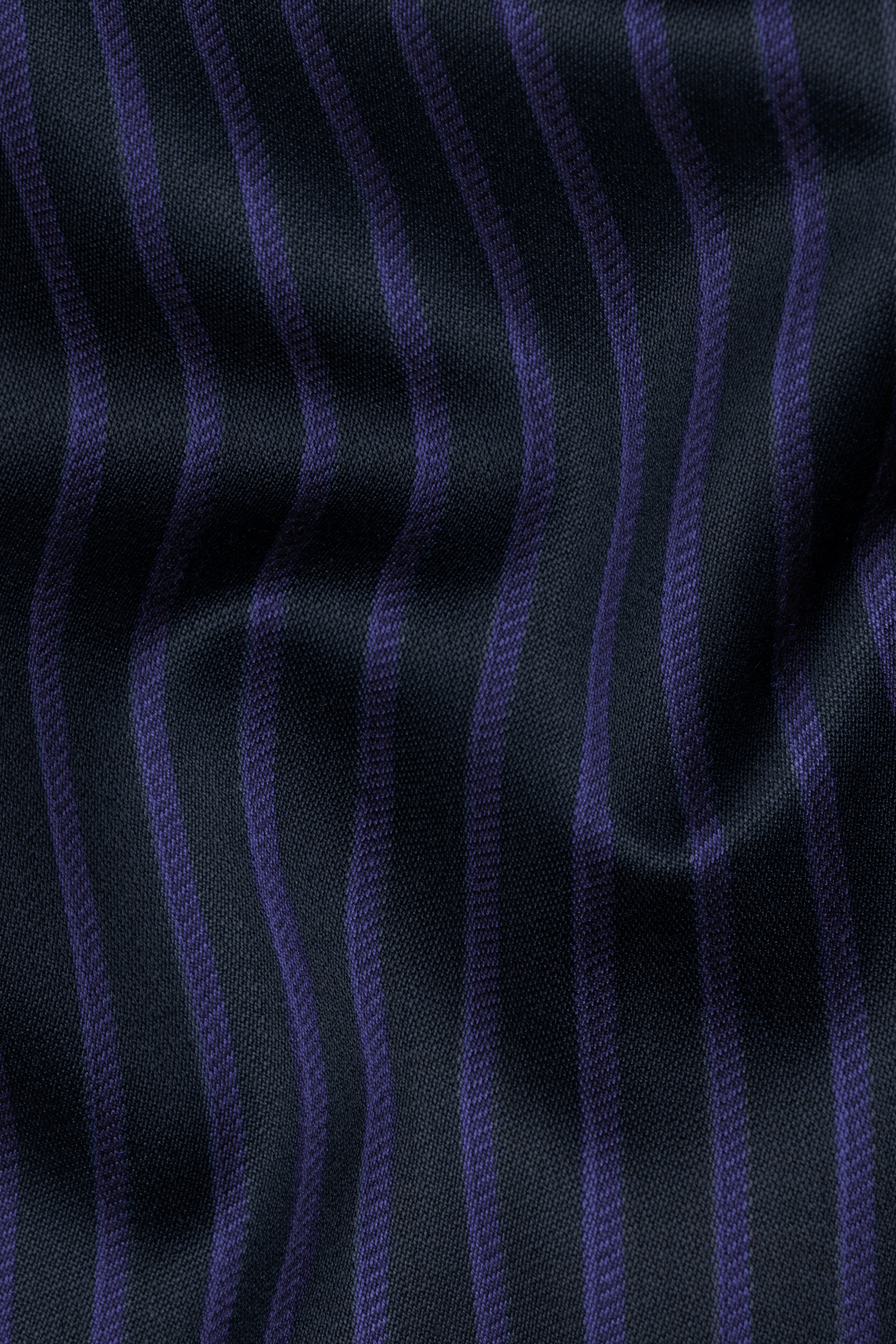 Shark Black with Blue Striped Wool Blend Blazer