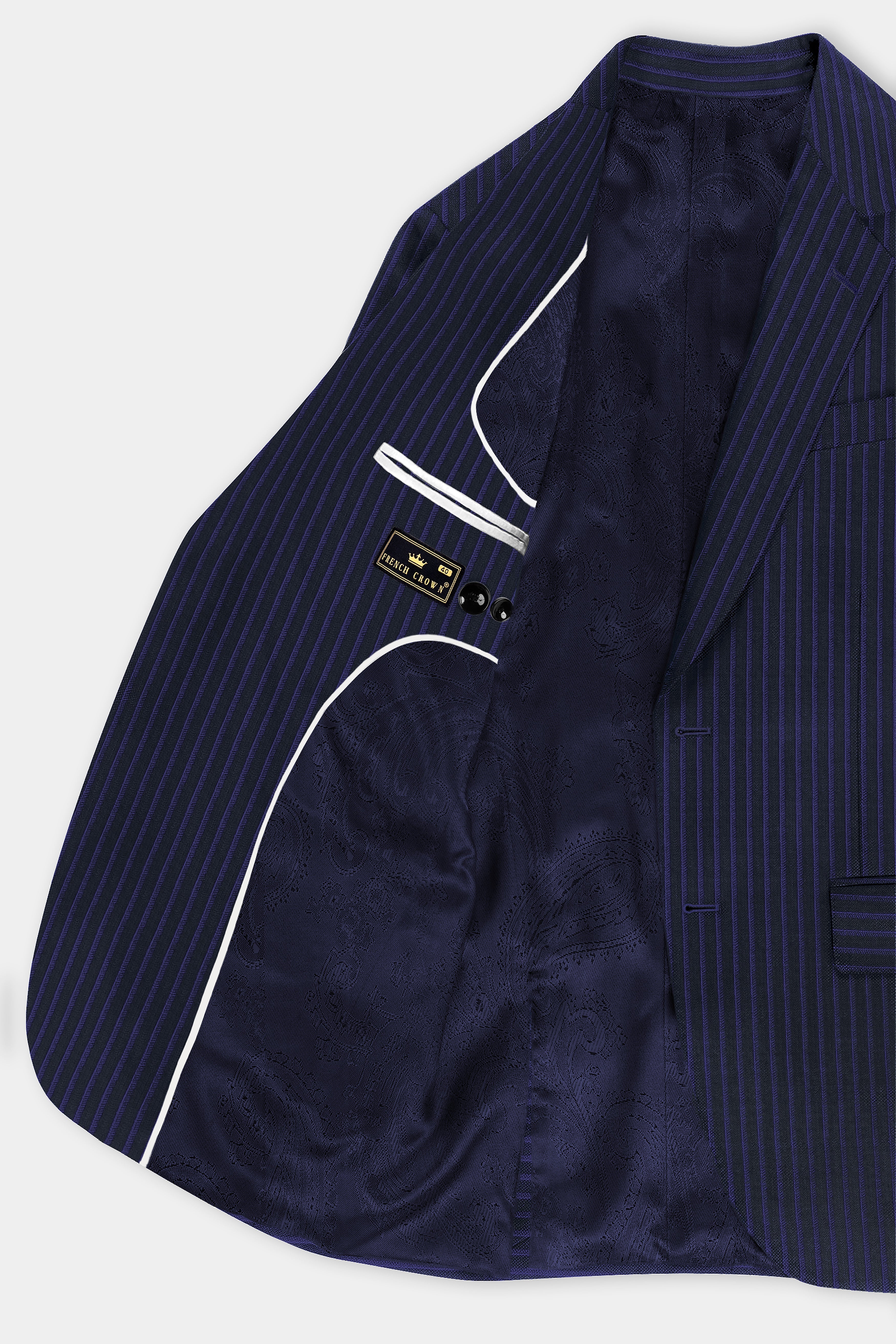 Shark Black with Blue Striped Wool Blend Blazer