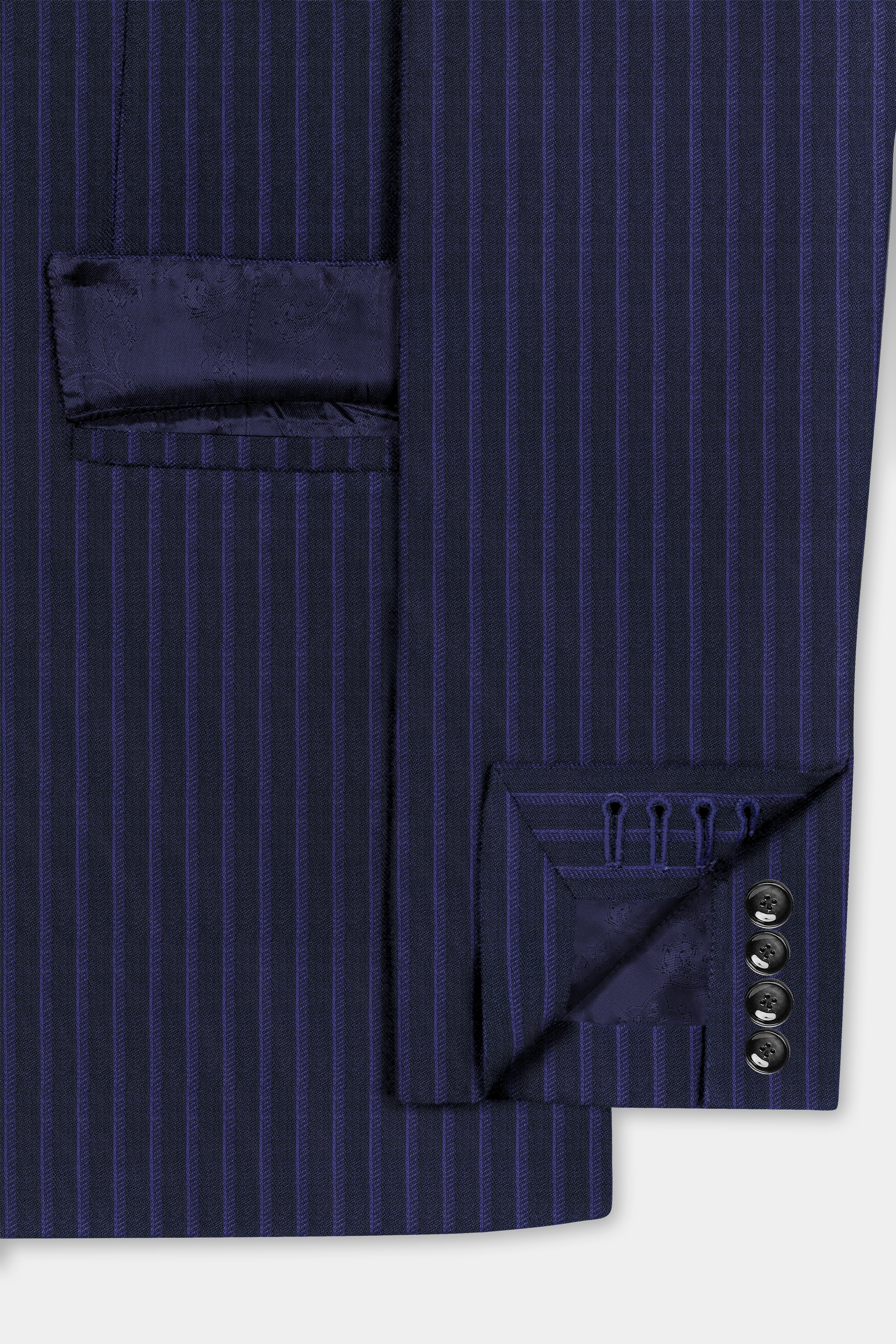 Shark Black with Blue Striped Wool Blend Blazer