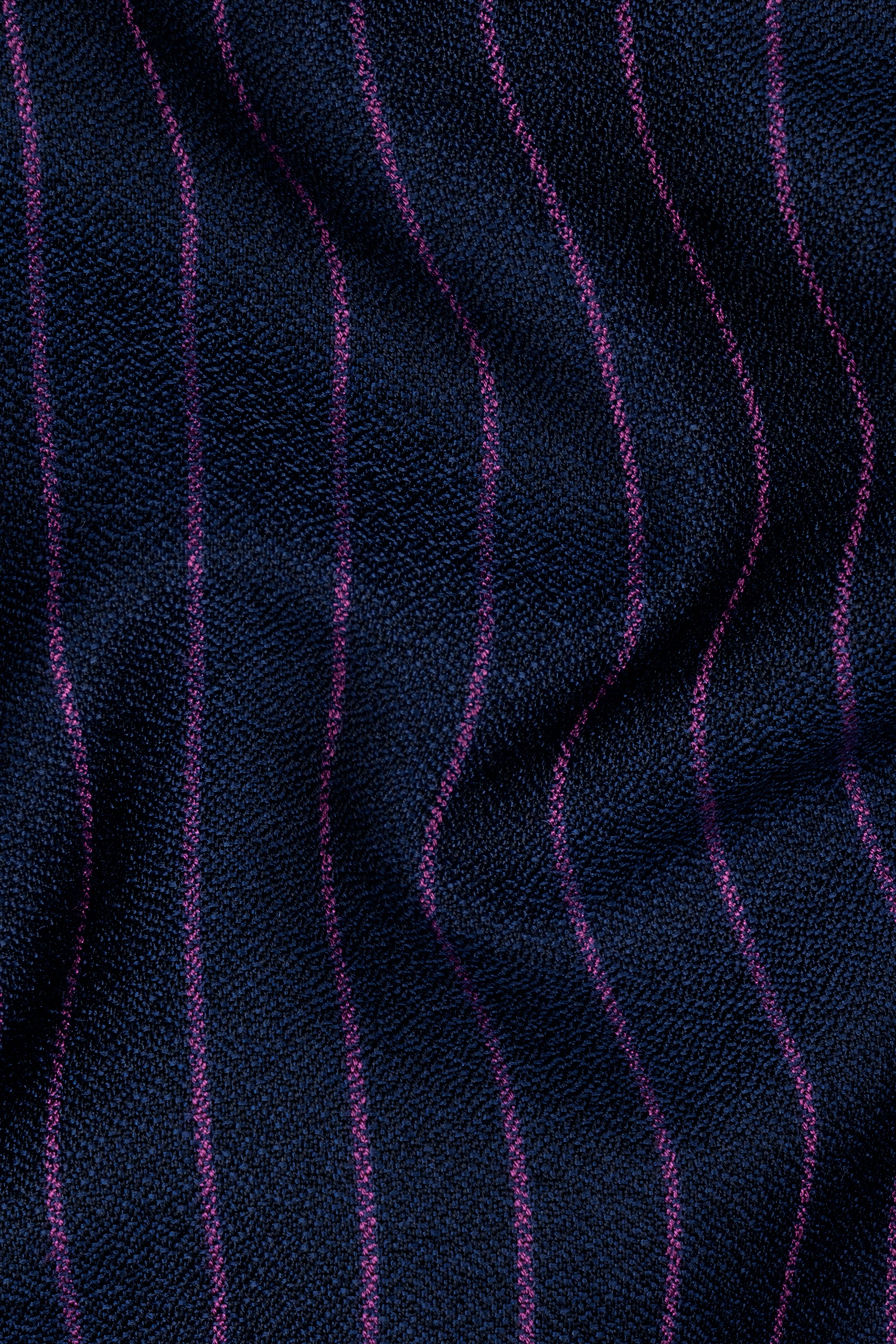 Steel Blue with Grape Purple Striped Wool Blend Blazer