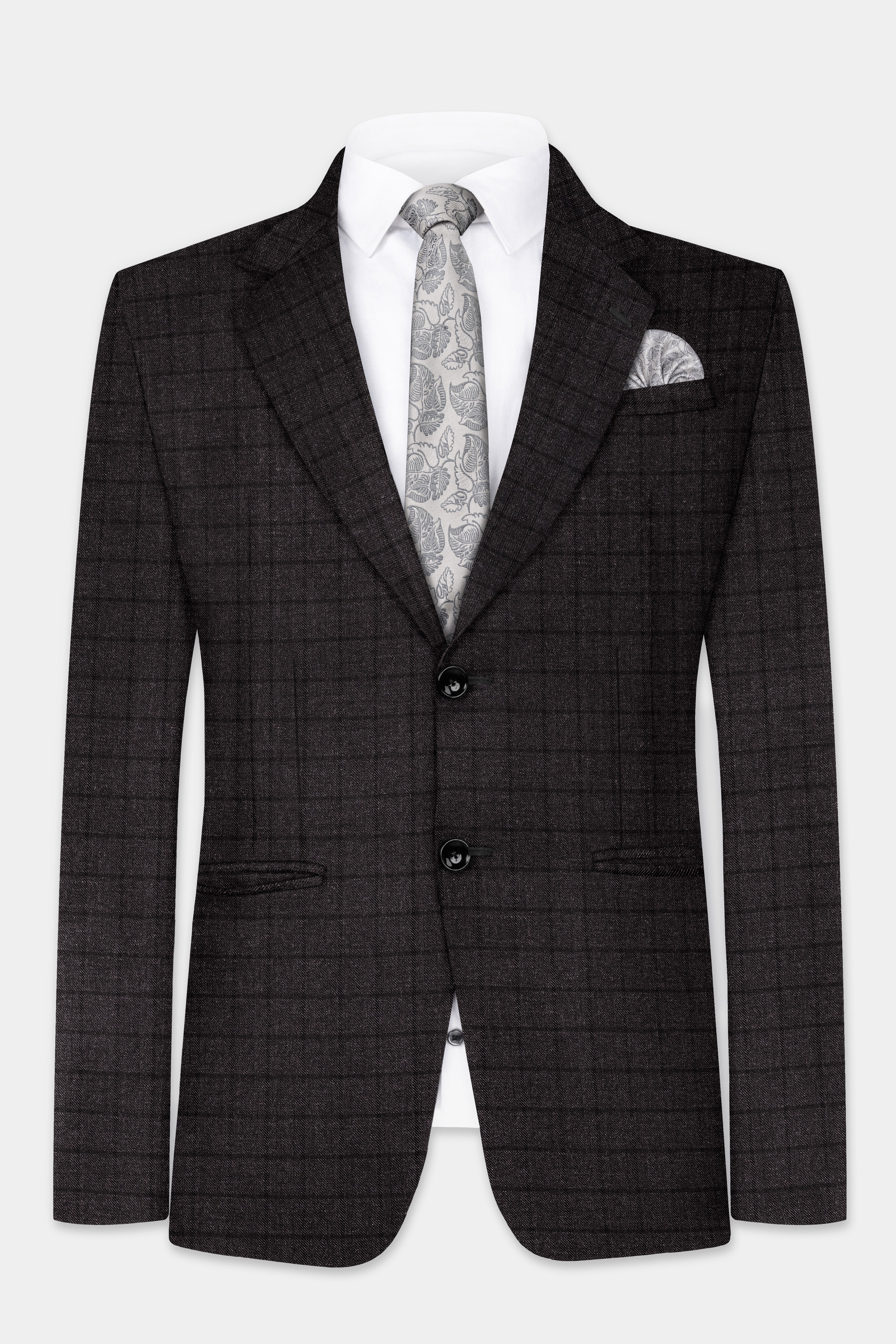 Thunder Gray Windowpane Tweed Blazer