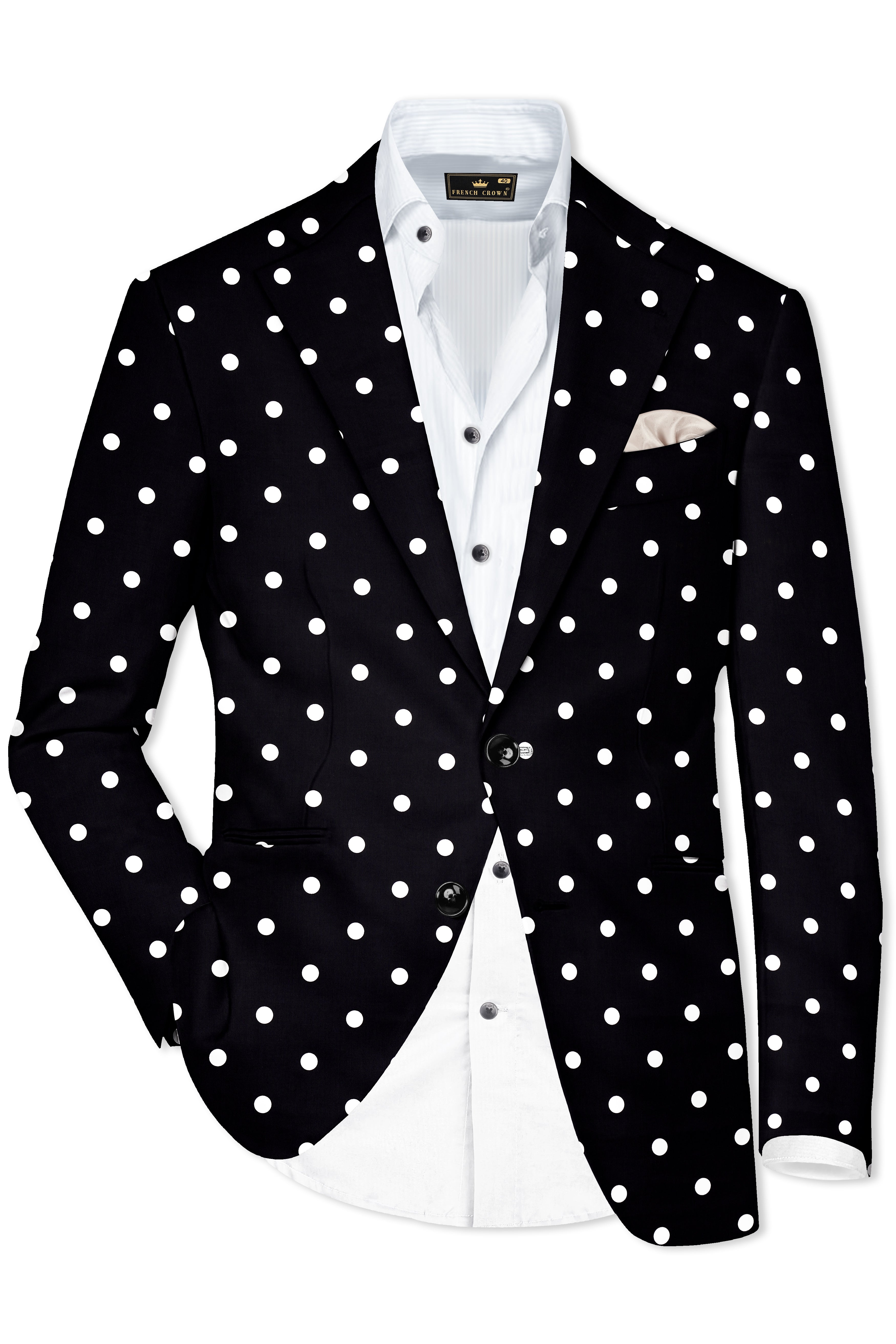 Jade Black Polka Print Designer Blazer