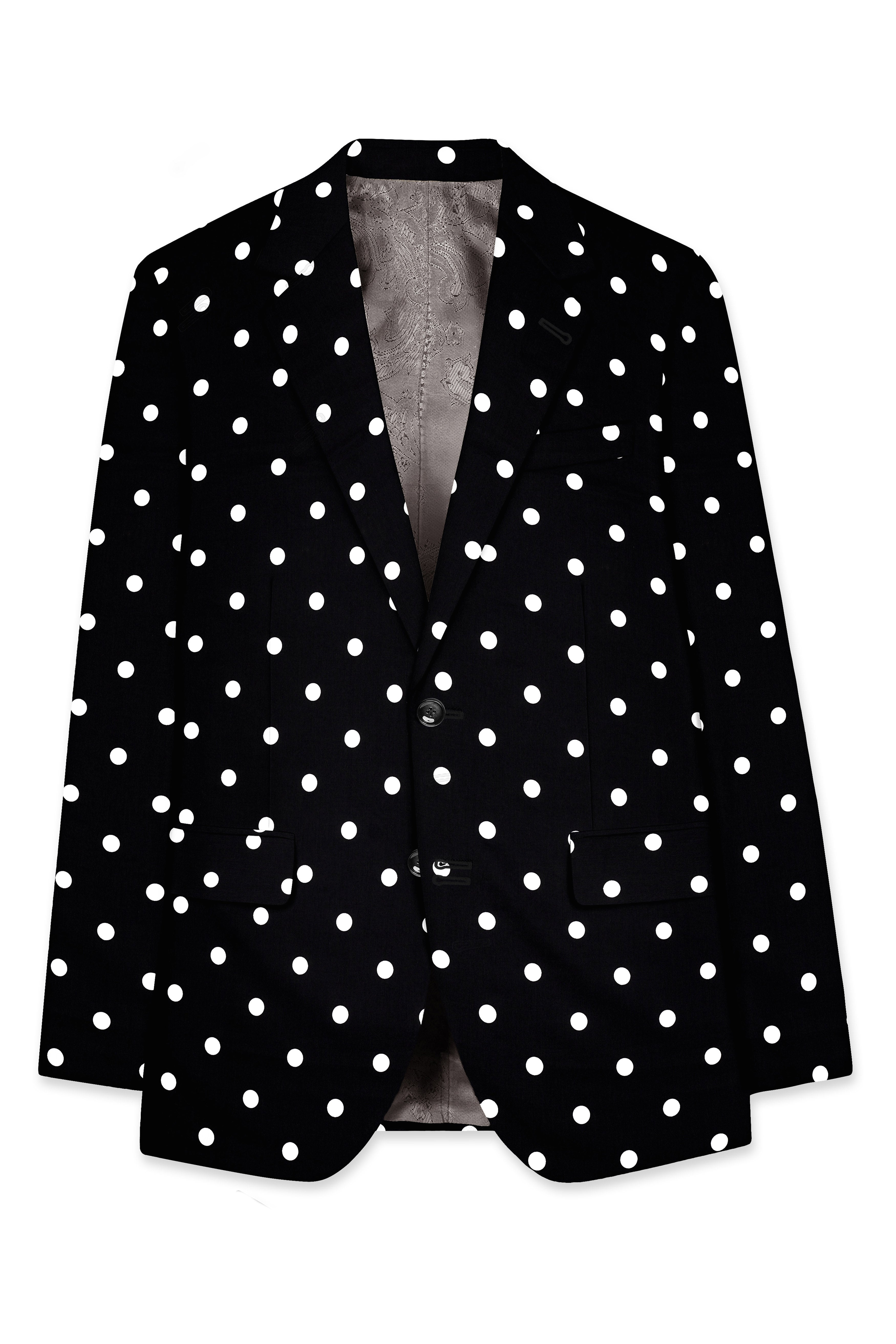 Jade Black Polka Print Designer Blazer