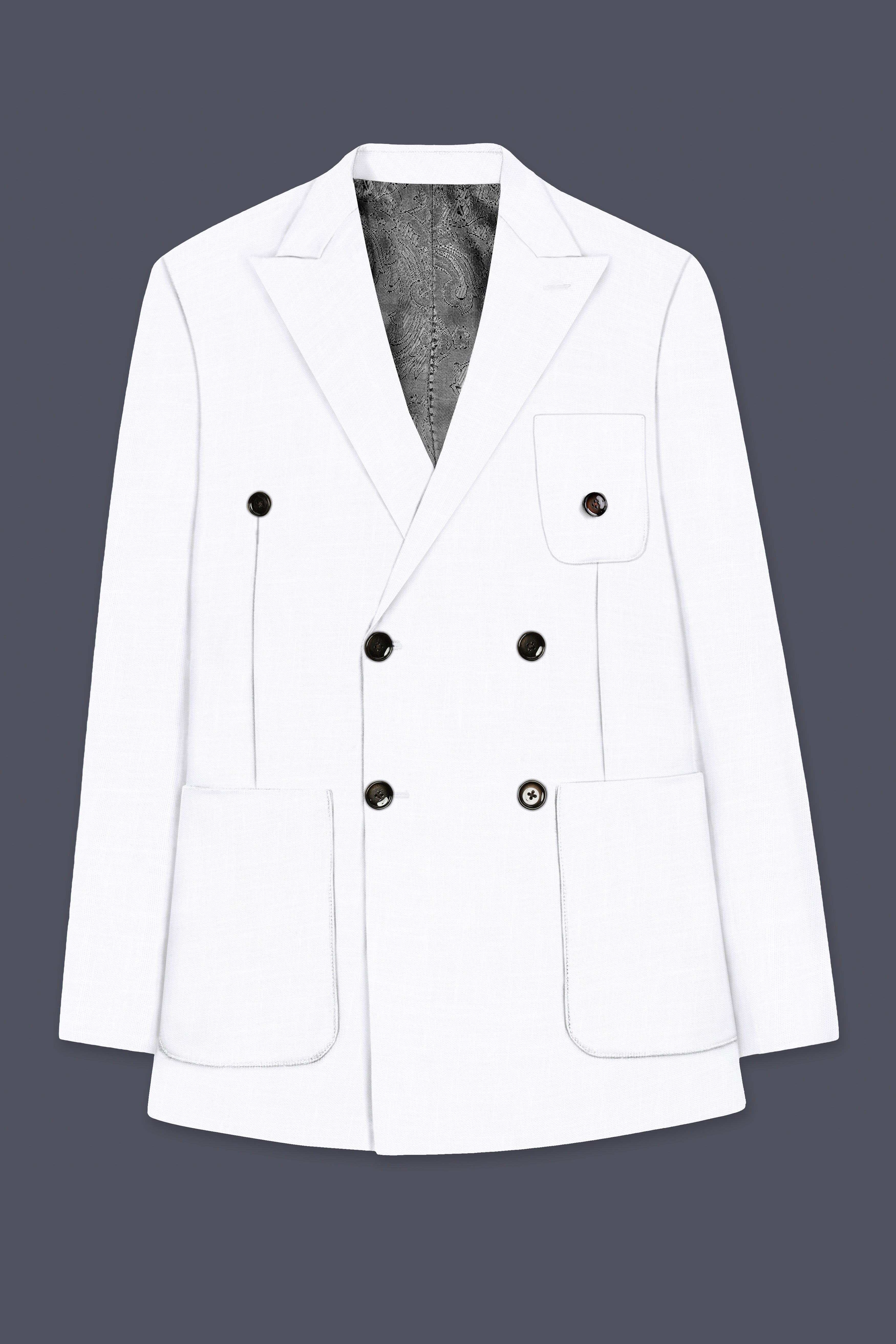 Snow White Luxurious Linen Double-breasted Sports Blazer