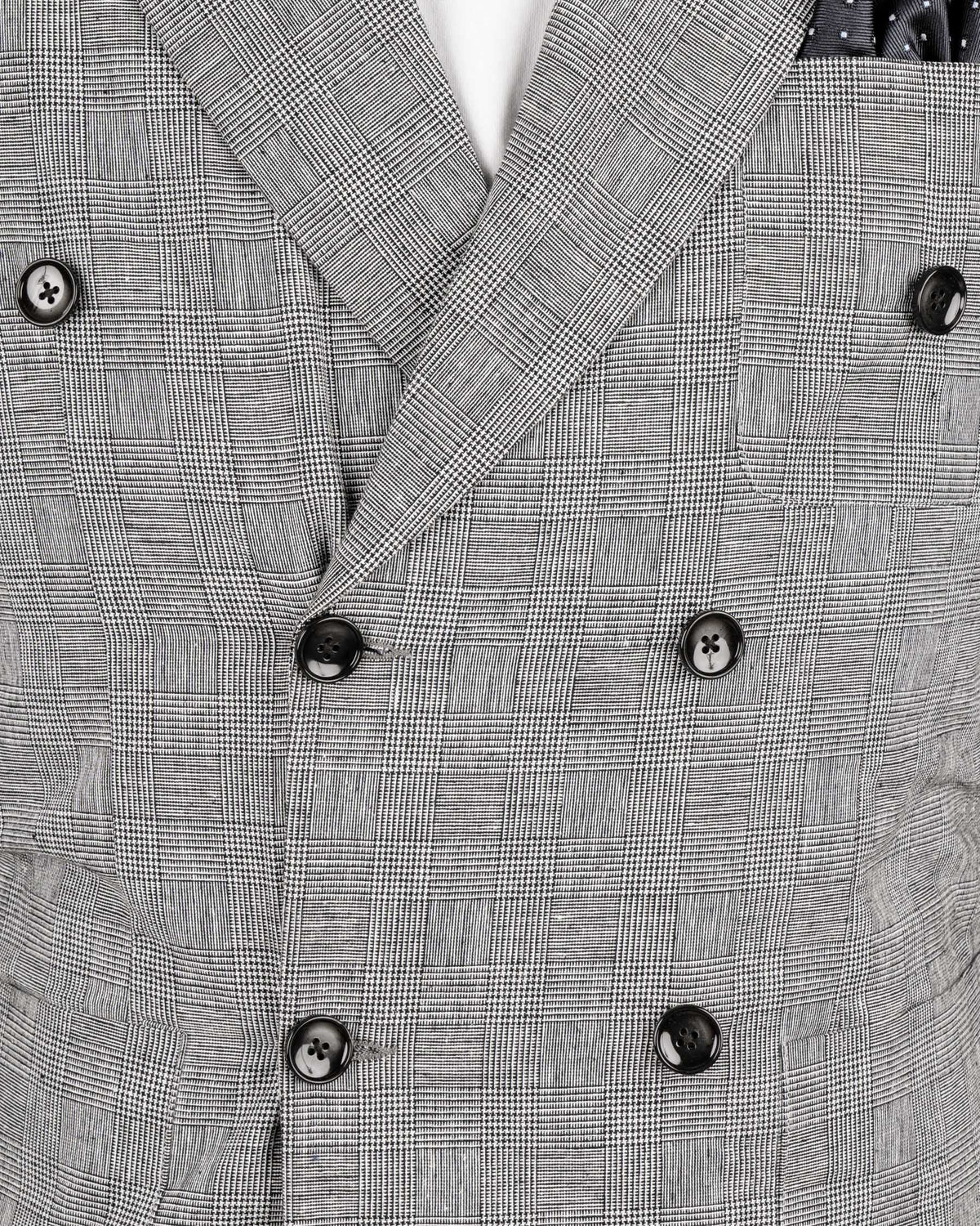 Star Dust Gray Plaid Premium Cotton Double Breasted Sports Blazer