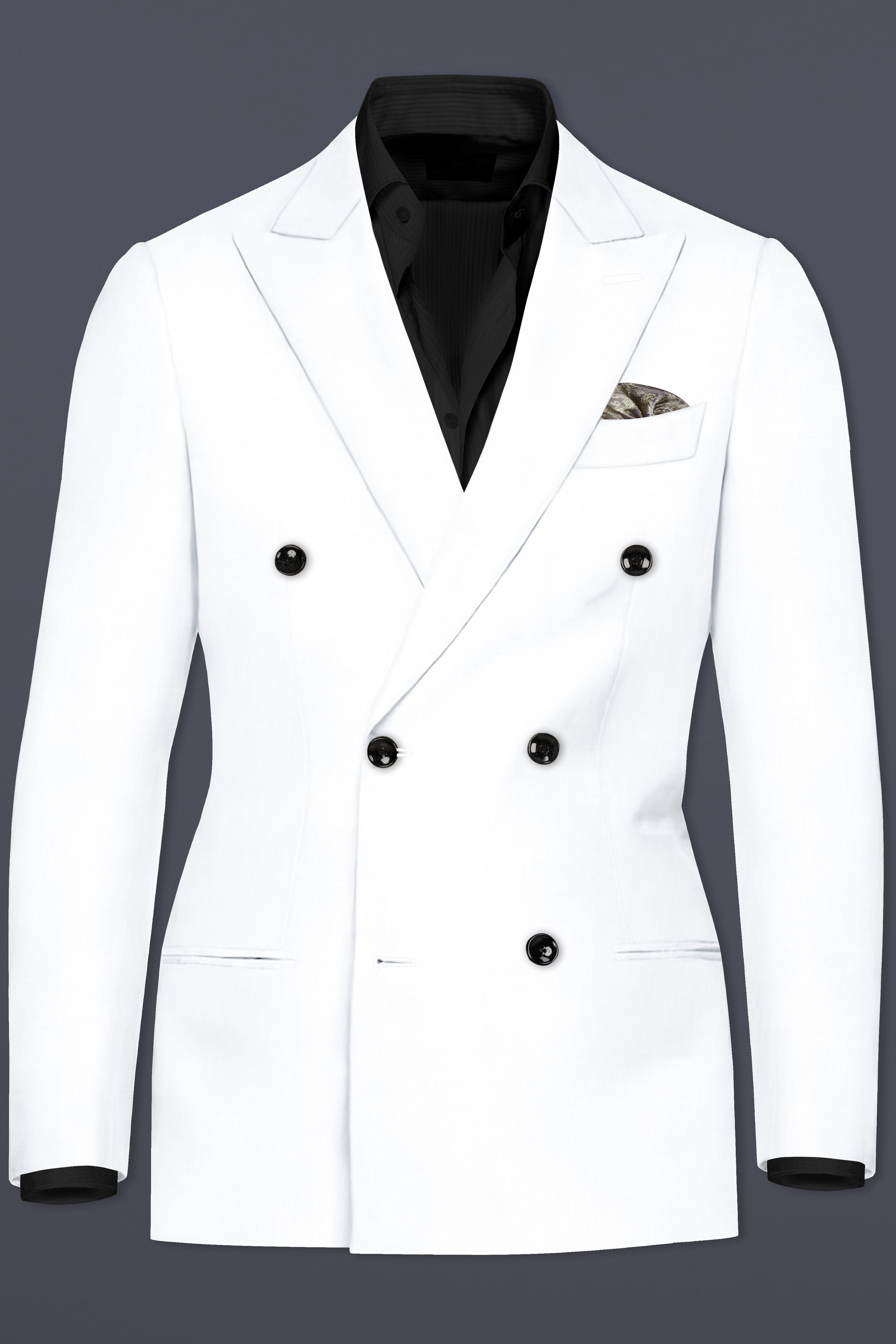 BRIGHT WHITE LUXURIOUS LINEN DOUBLE BREASTED PERFORMANCE BLAZER
