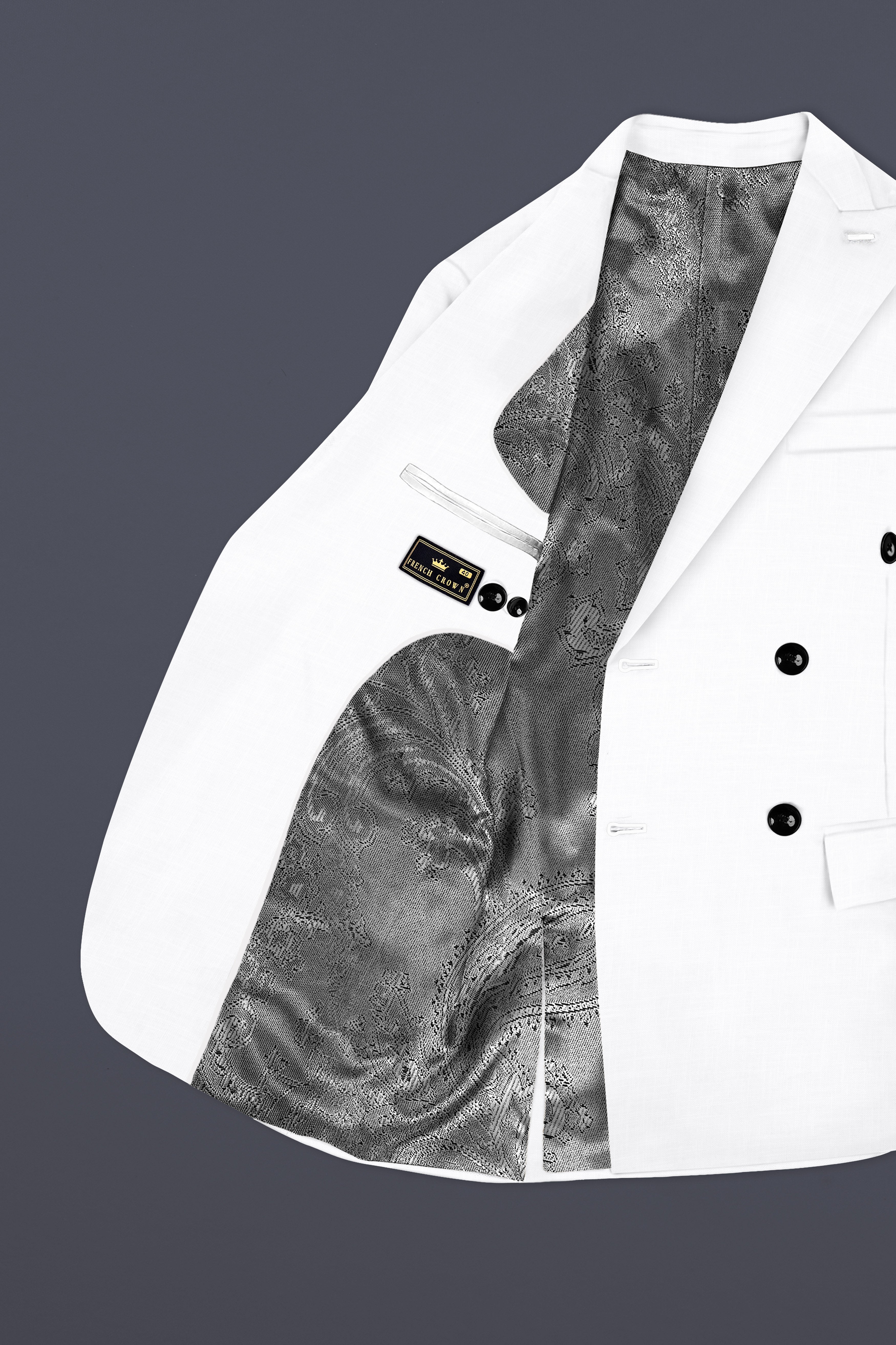 BRIGHT WHITE LUXURIOUS LINEN DOUBLE BREASTED PERFORMANCE BLAZER