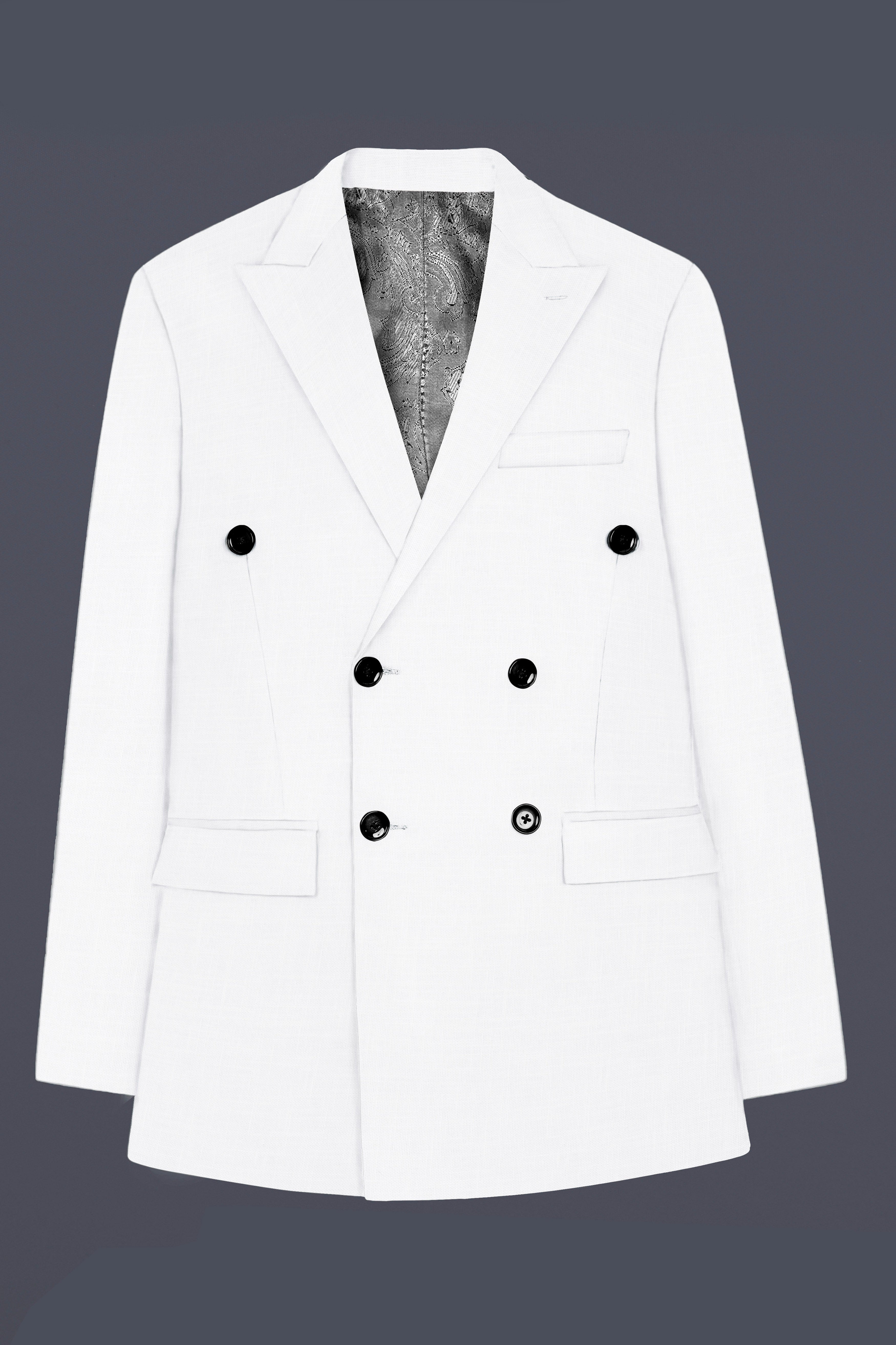 BRIGHT WHITE LUXURIOUS LINEN DOUBLE BREASTED PERFORMANCE BLAZER