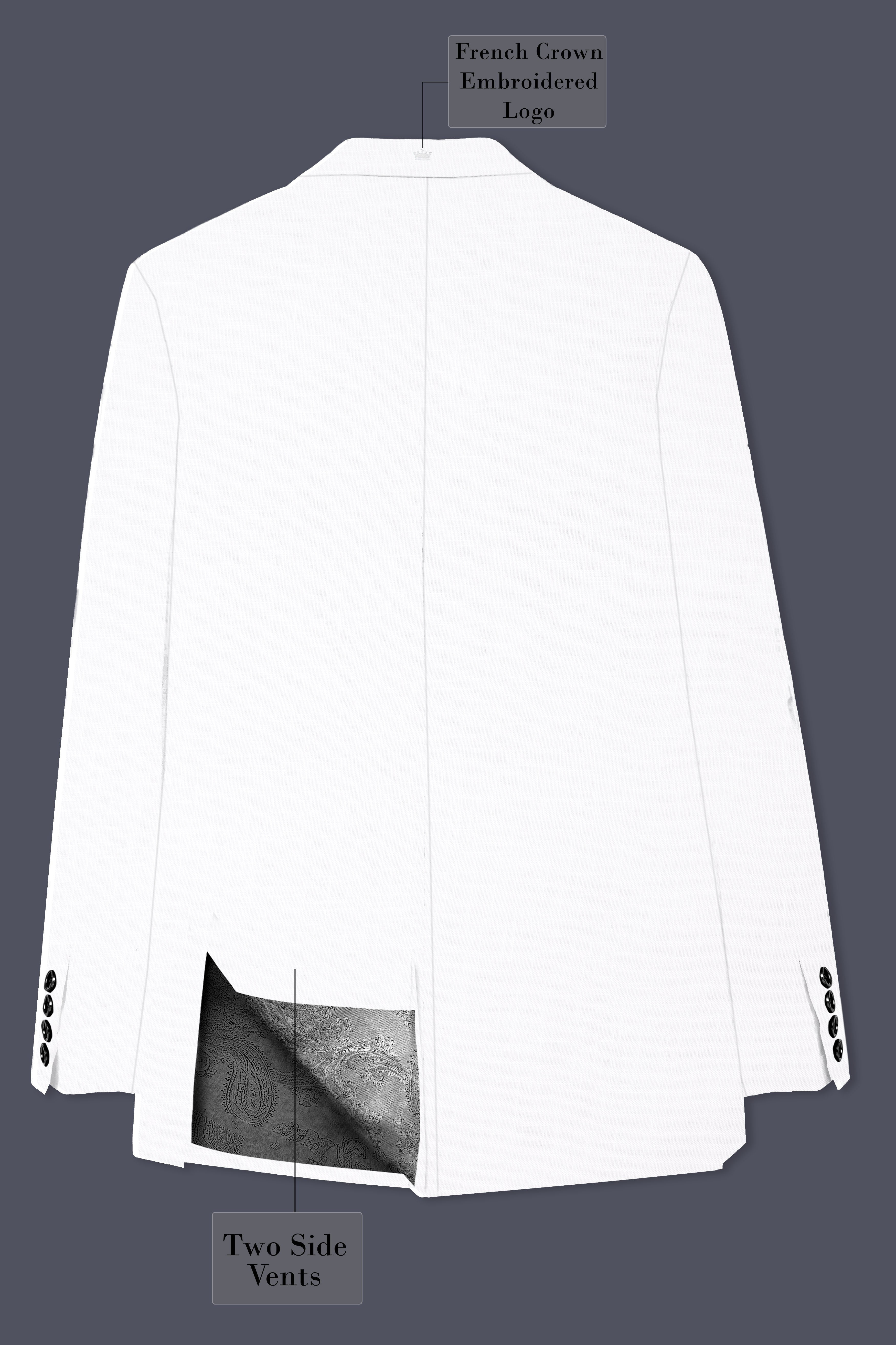 BRIGHT WHITE LUXURIOUS LINEN DOUBLE BREASTED PERFORMANCE BLAZER