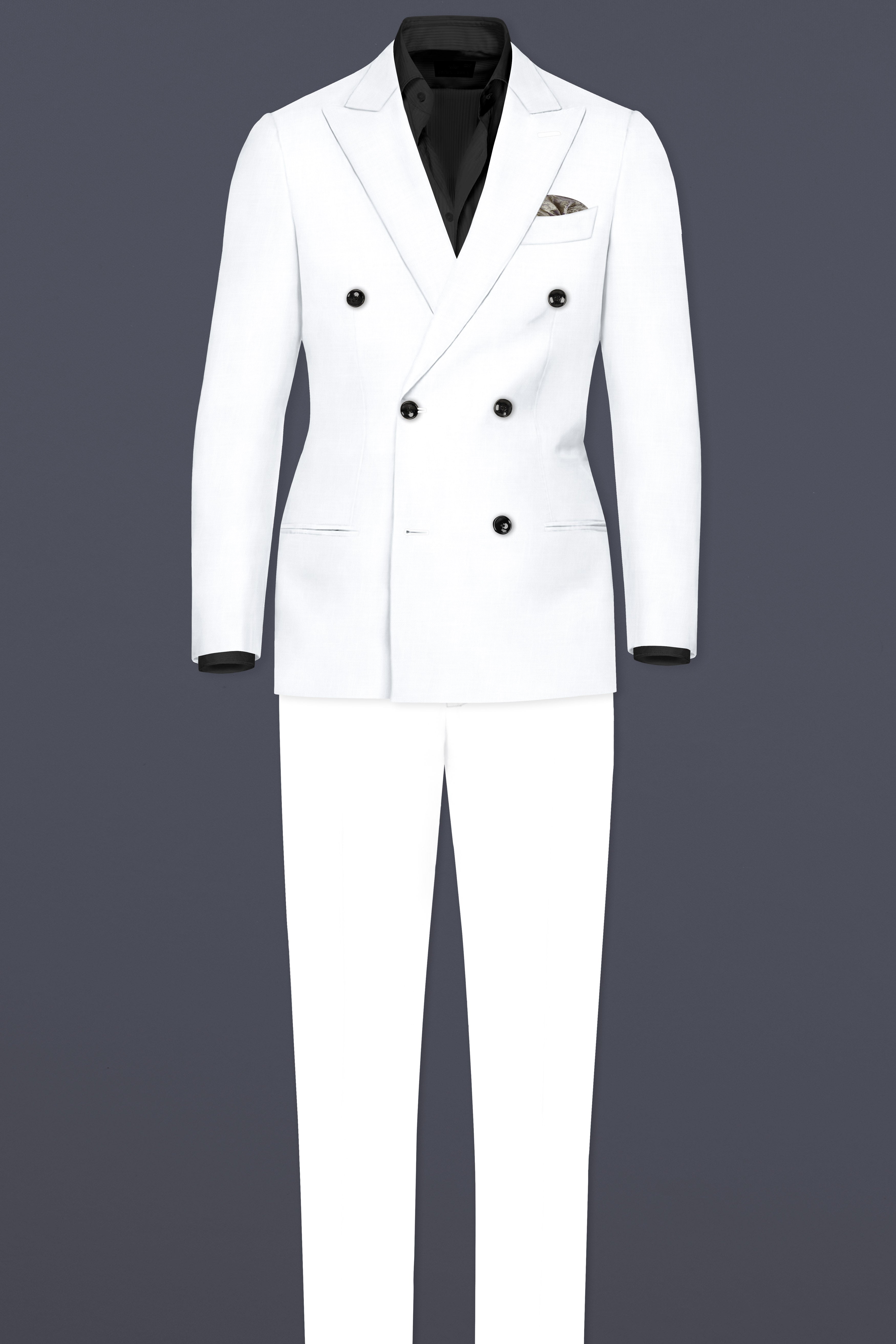 BRIGHT WHITE LUXURIOUS LINEN DOUBLE BREASTED PERFORMANCE BLAZER