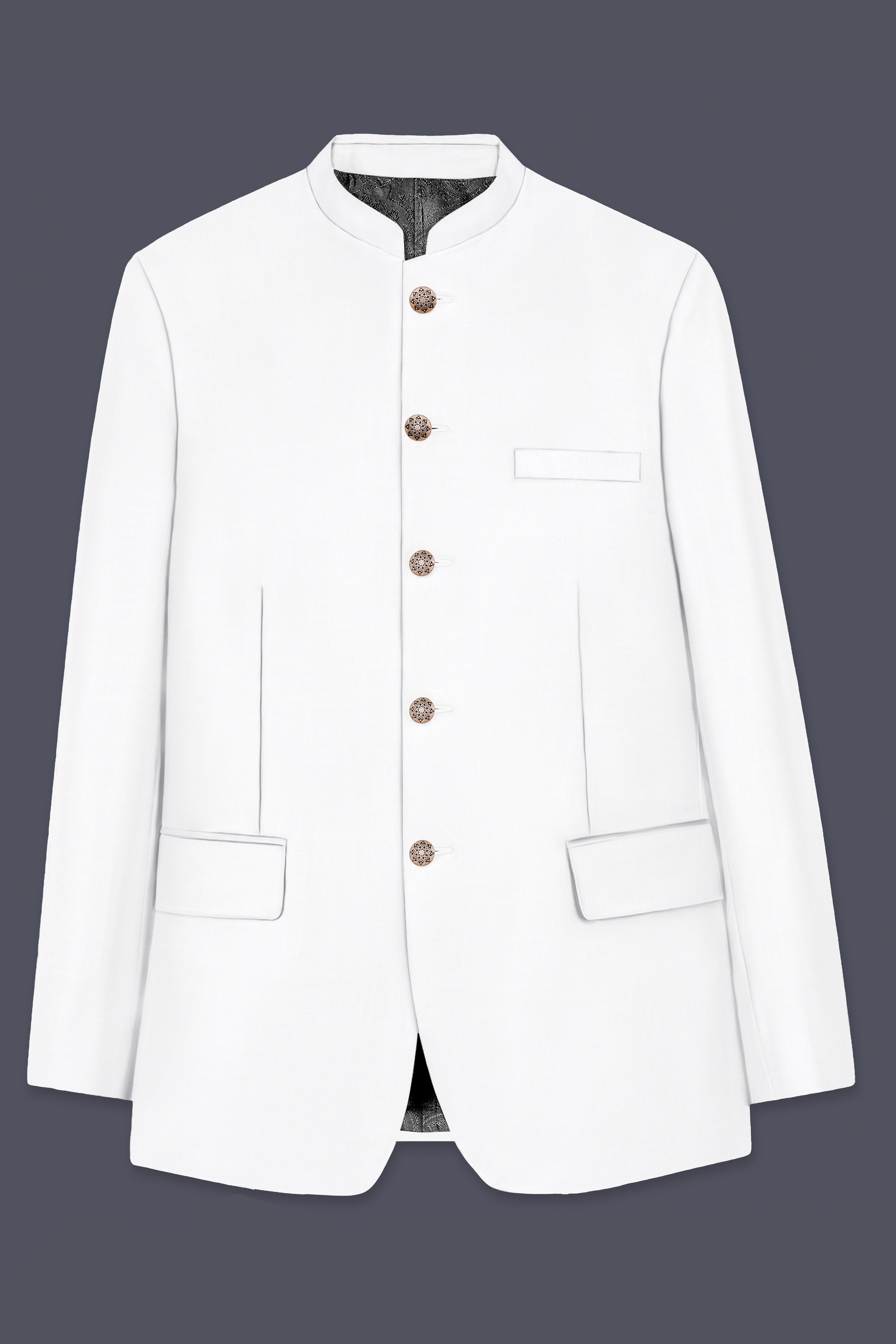 BRIGHT WHITE LUXURIOUS LINEN BANDHGALA/MANDARIN PERFORMANCE BLAZER