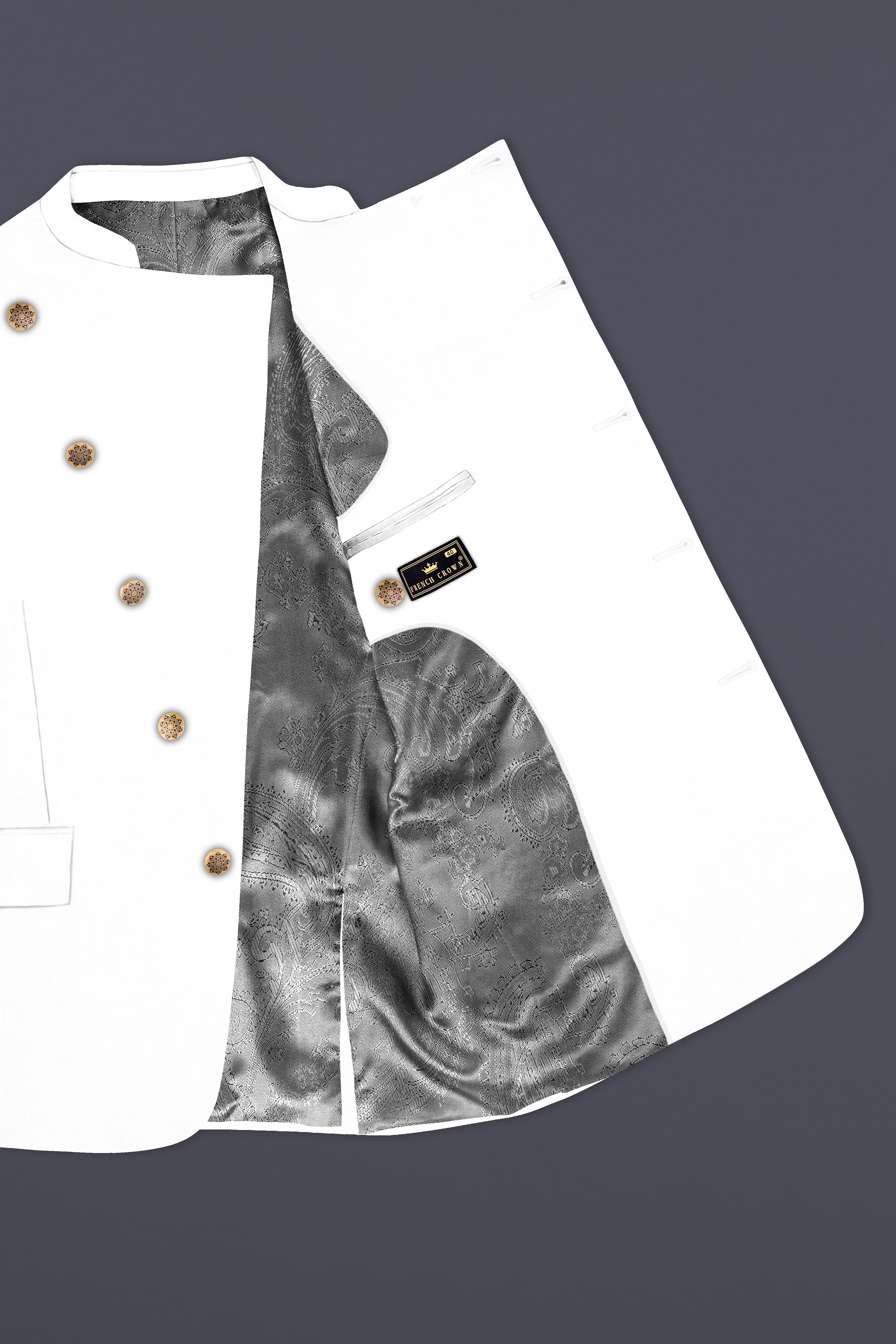 BRIGHT WHITE LUXURIOUS LINEN BANDHGALA/MANDARIN CROSS PLACKET PERFORMANCE BLAZER