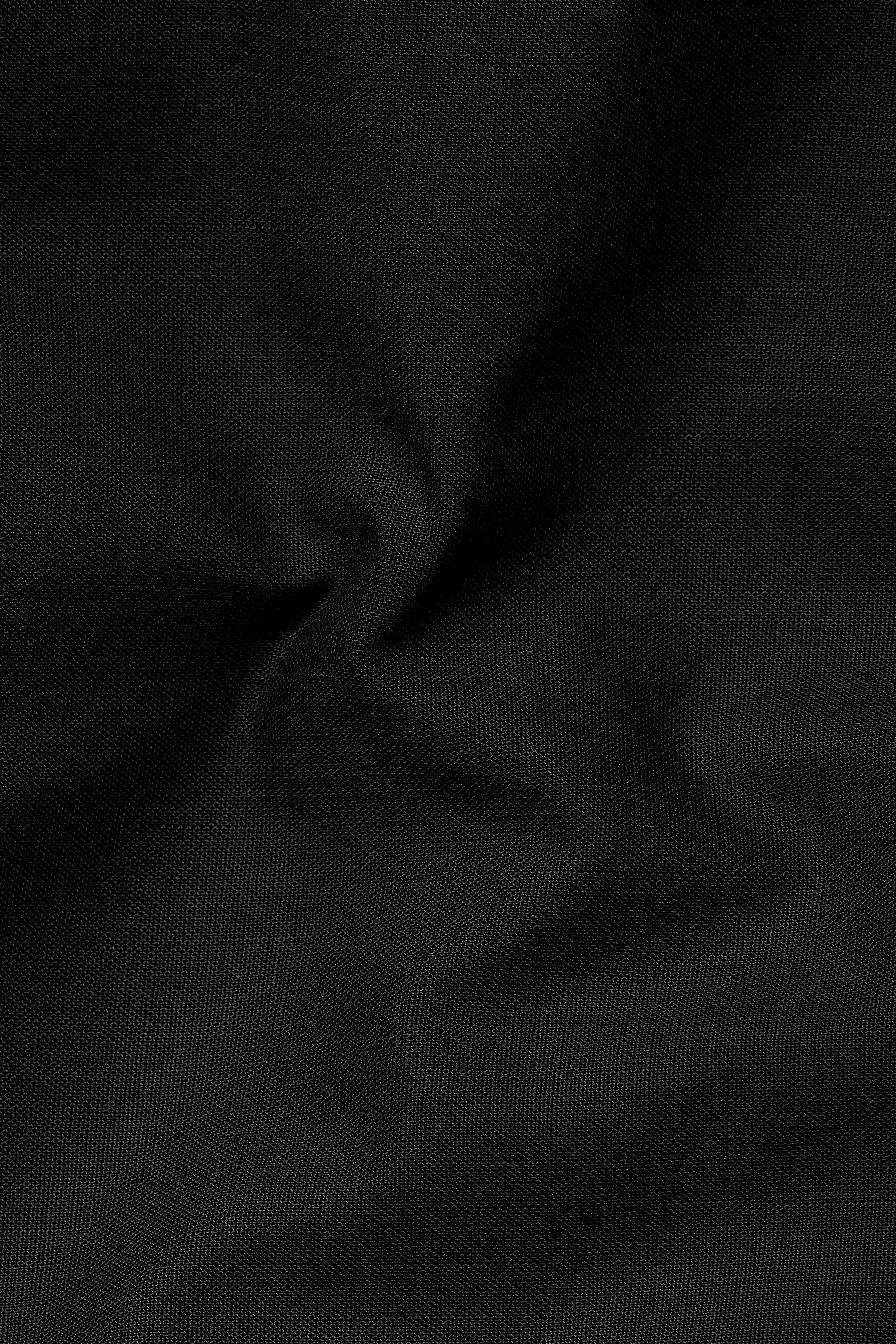 JADE BLACK LUXURIOUS LINEN BANDHGALA/MANDARIN BLAZER