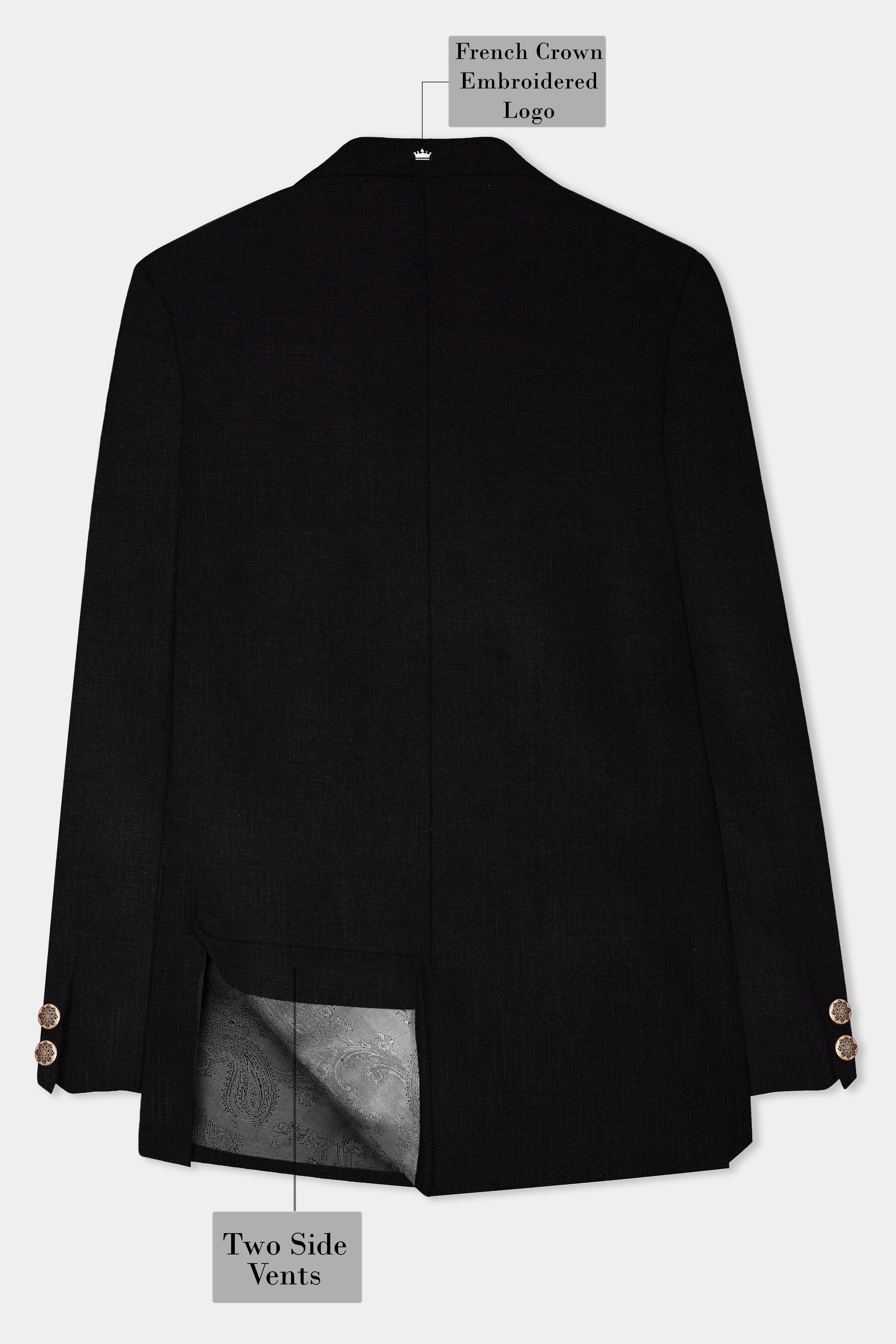 JADE BLACK LUXURIOUS CROSS PLACKET BANDHGALA/MANDARIN BLAZER