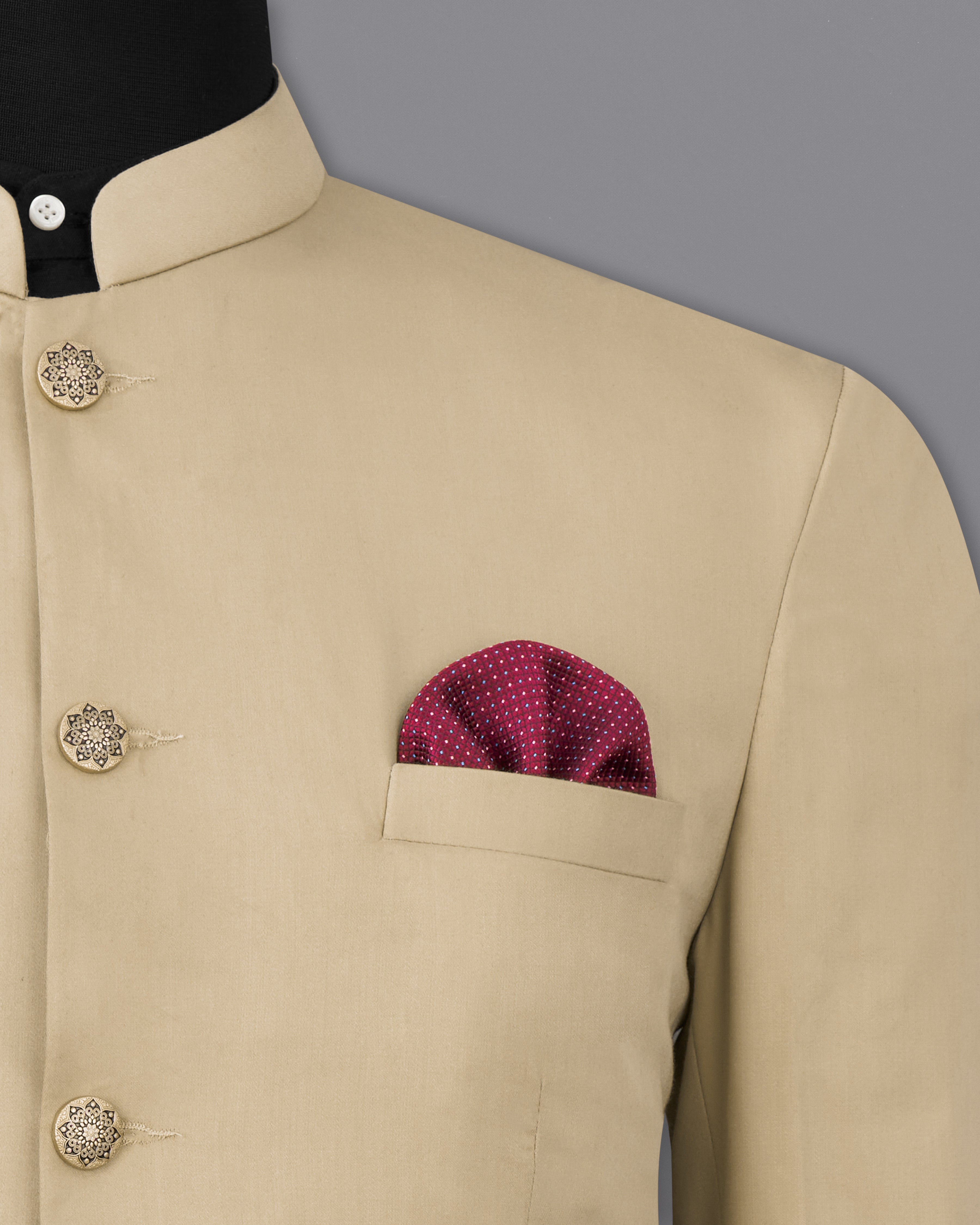 Hazelnut Subtle Sheen Wool rich Bandhgala/Mandarin Blazer