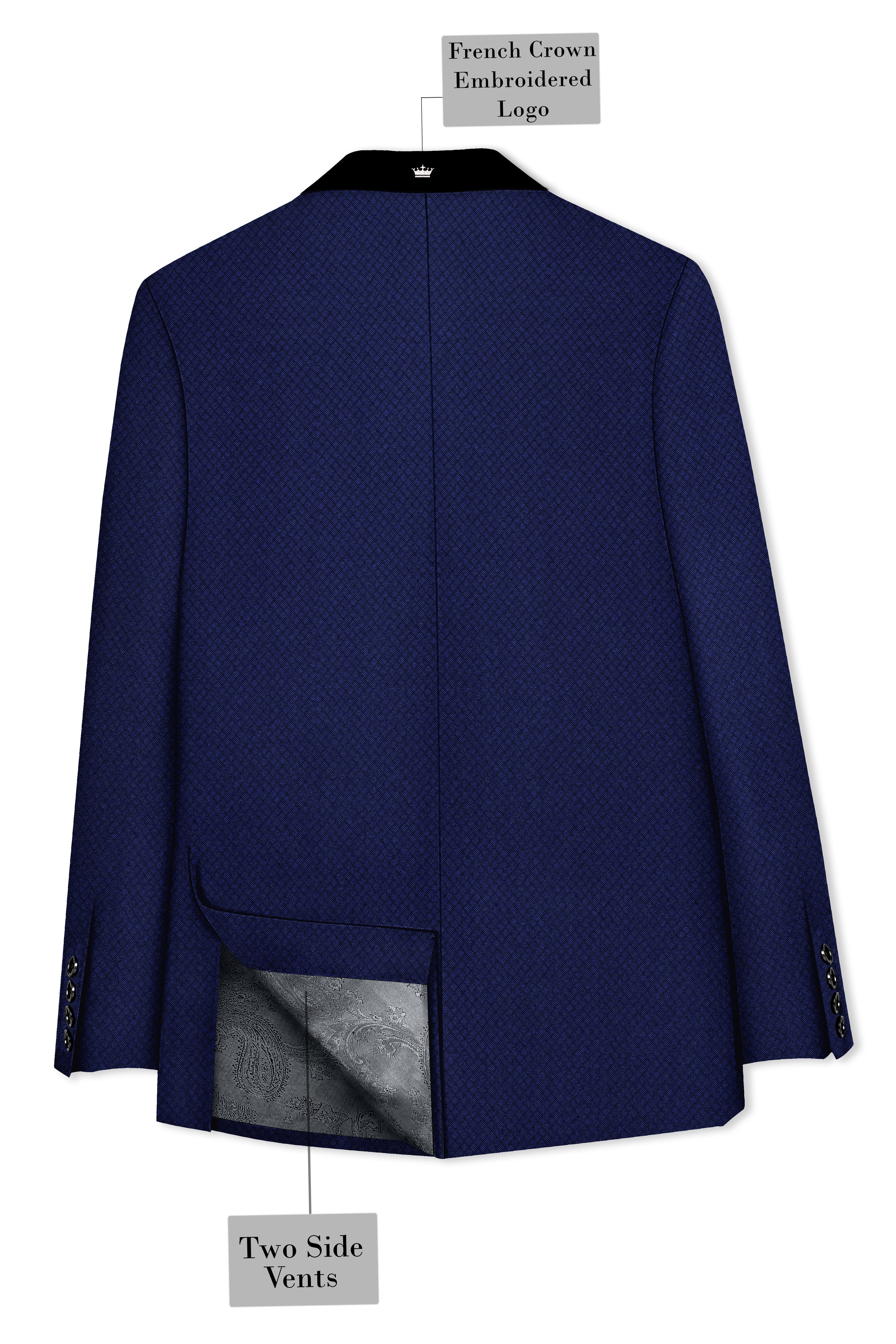 Port Gore Blue Subtle Textured Woolrich Tuxedo Blazer