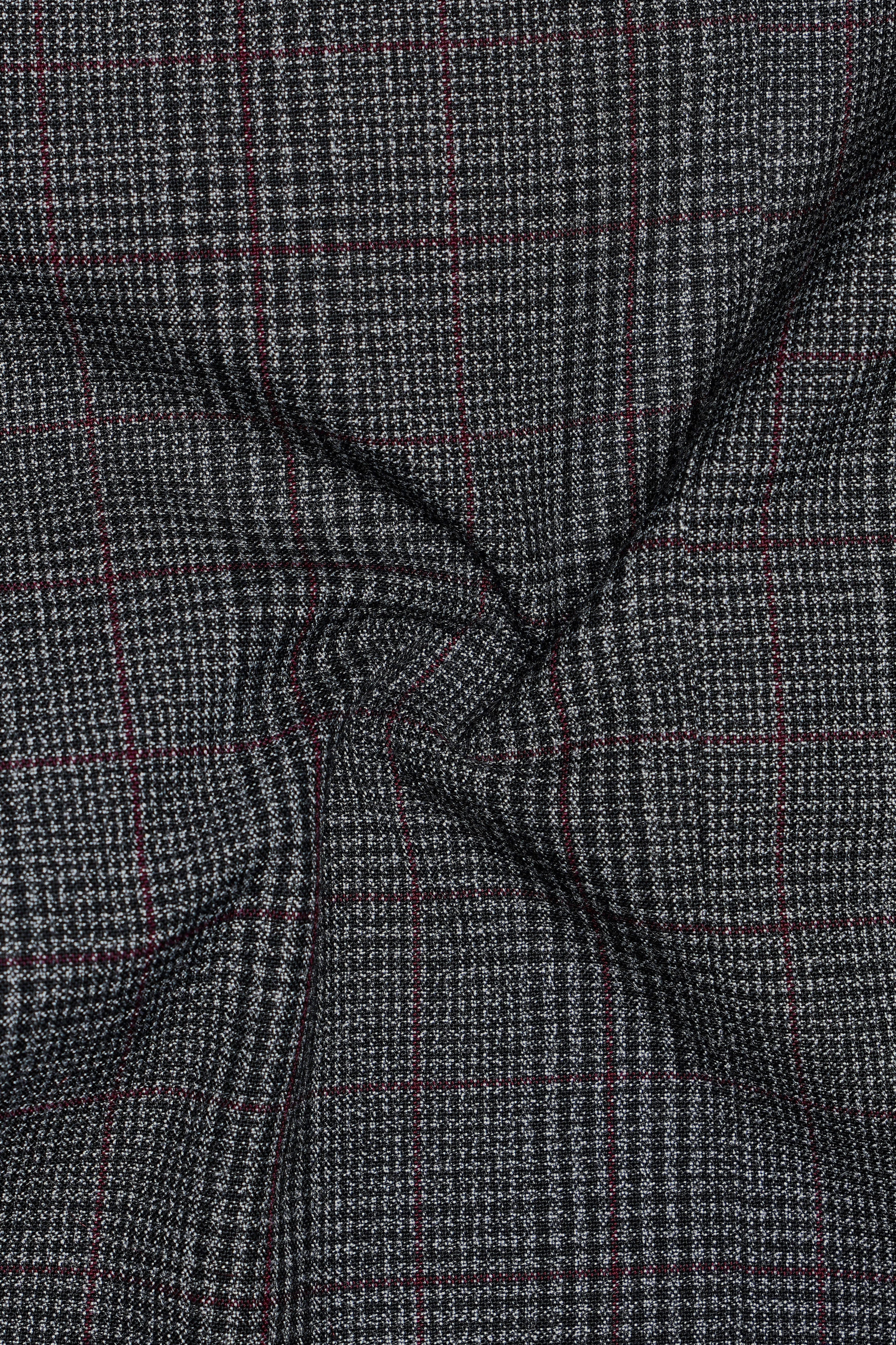 Scorpion Grey Subtle Plaid Double Breasted Wool Rich Blazer