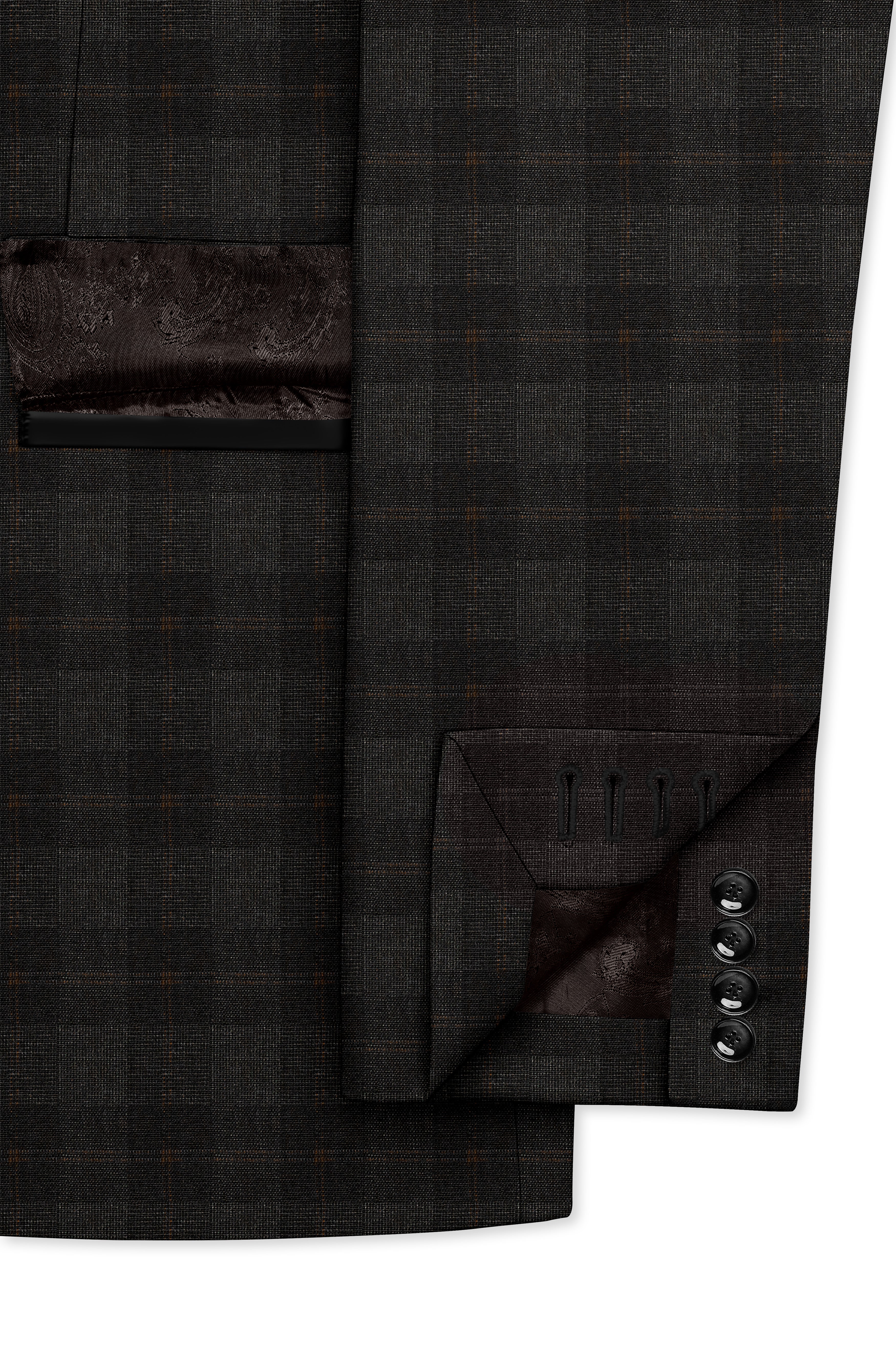 Thunder and Spice Brown Plaid Wool Rich Tuxedo Blazer