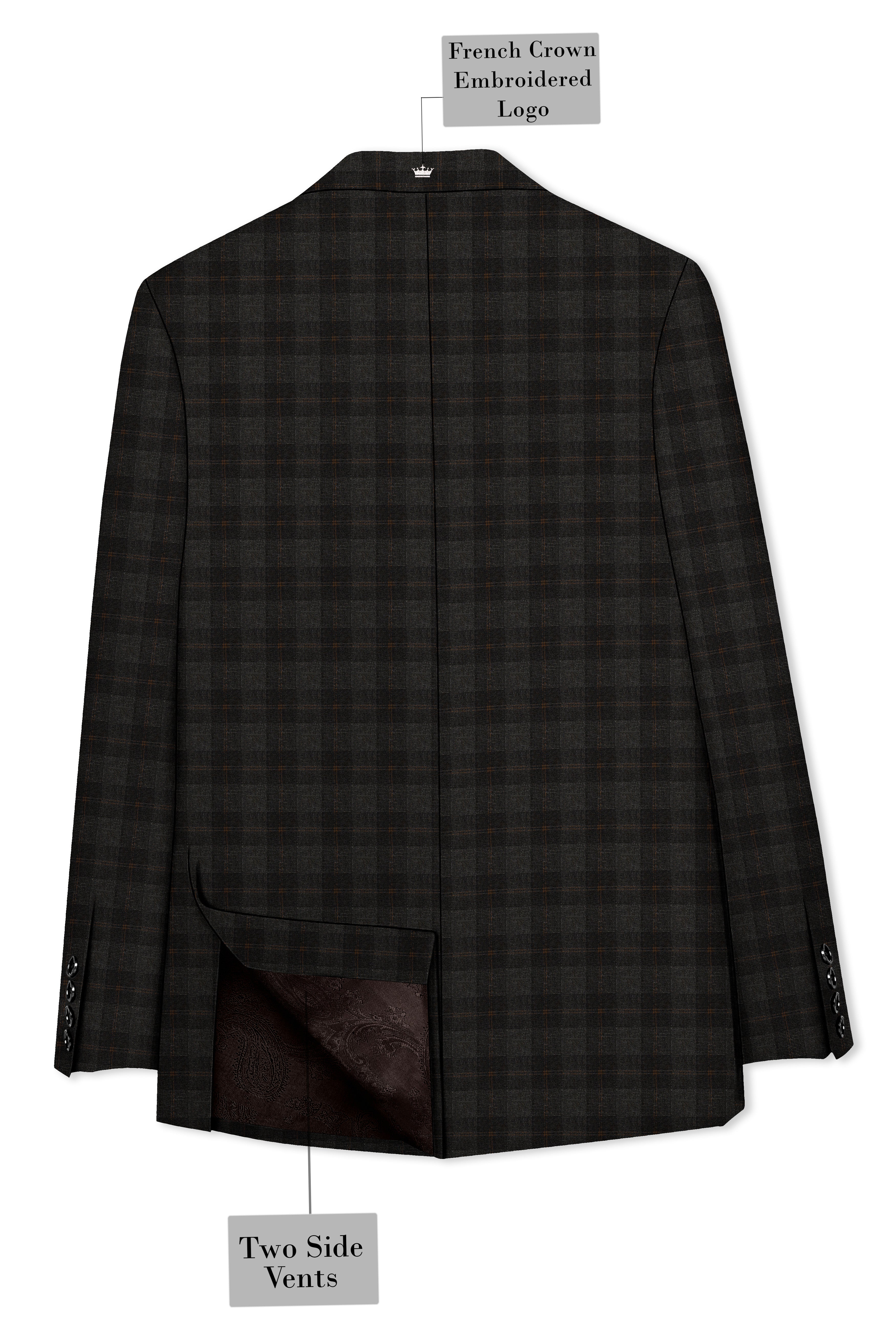 Thunder and Spice Brown Plaid Wool Rich Tuxedo Blazer