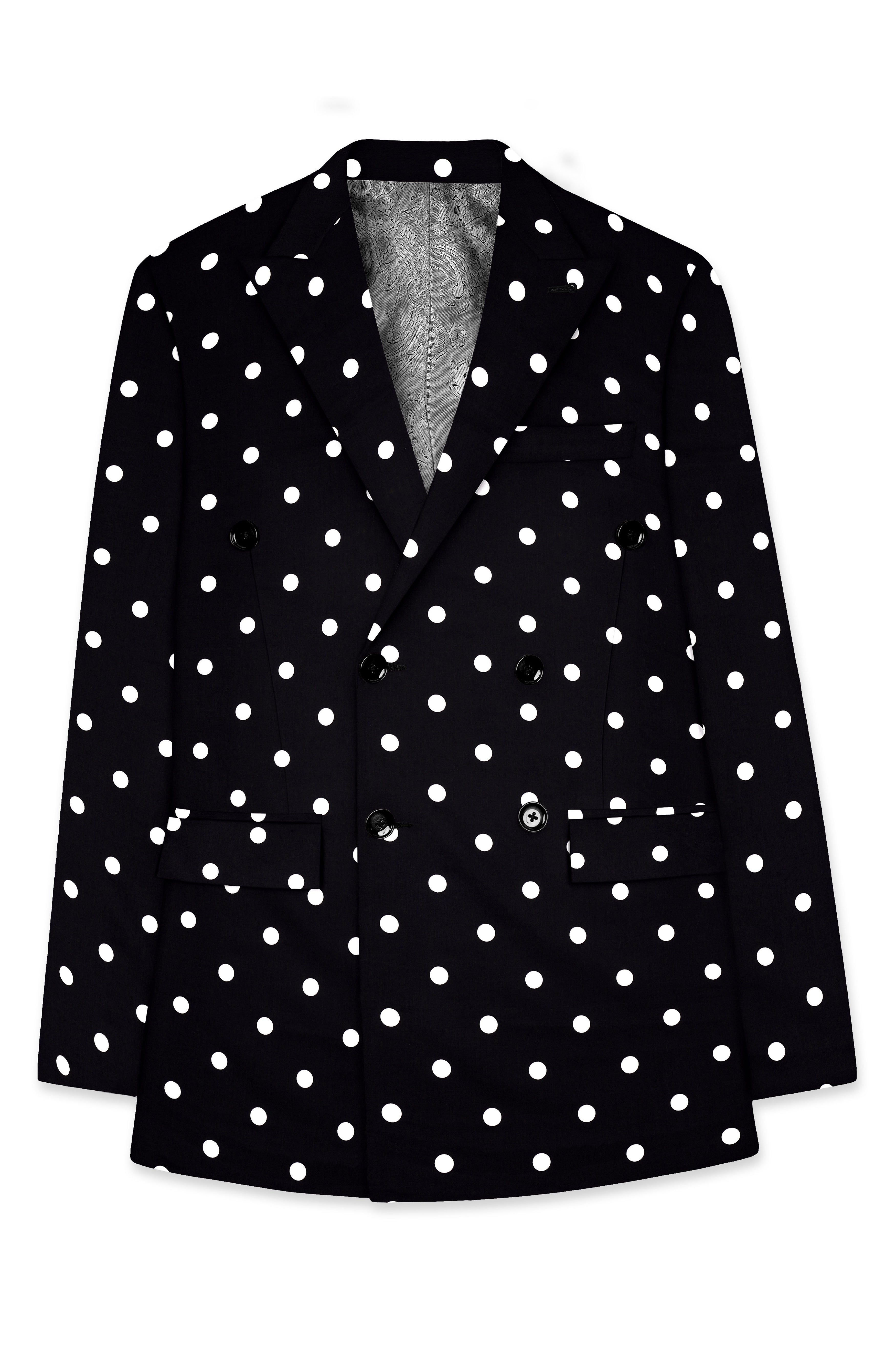 Jade Black Polka Print Double Breasted Blazer