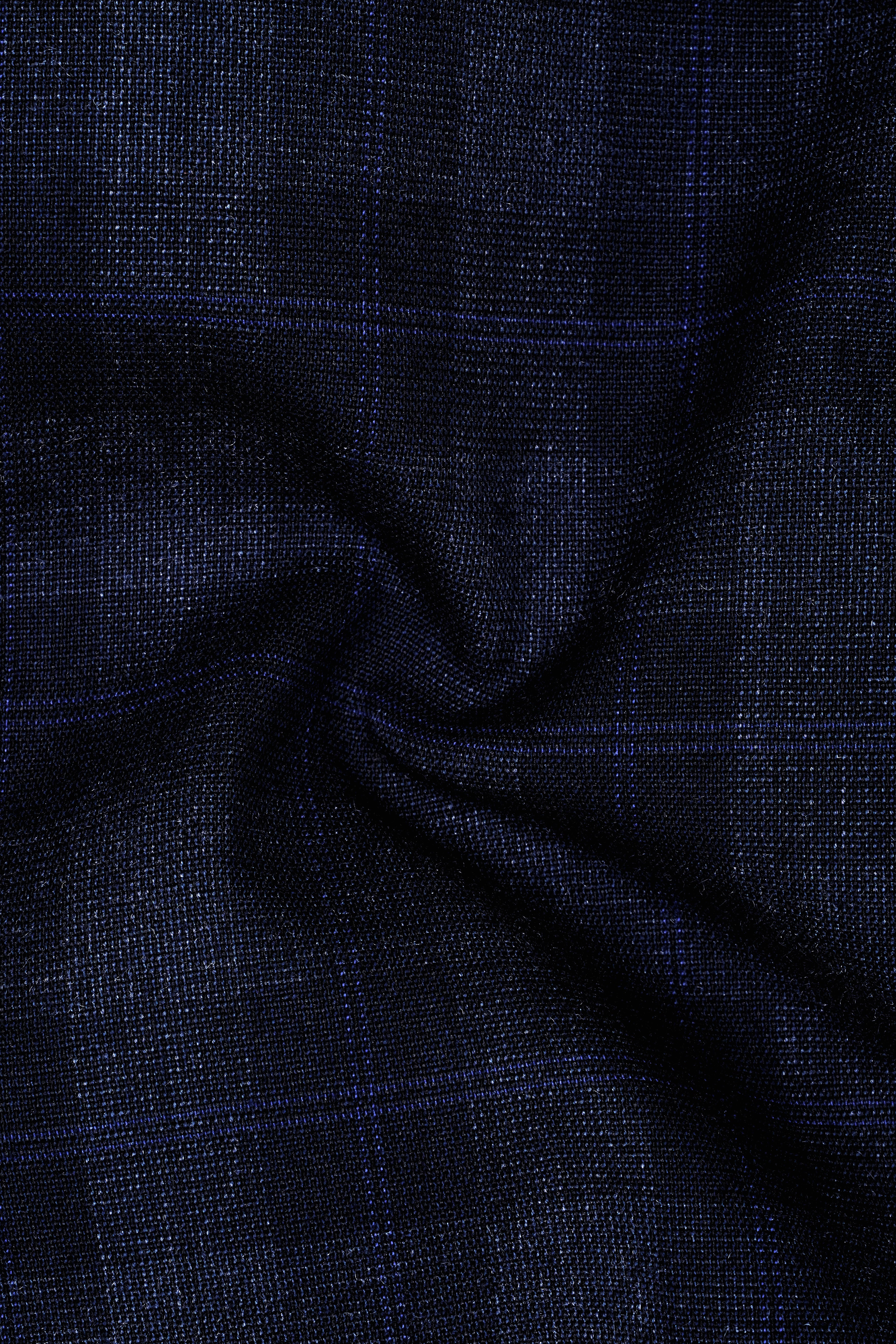 Bastille Grey Plaid Wool Rich Cross Placket Bandhgala Blazer