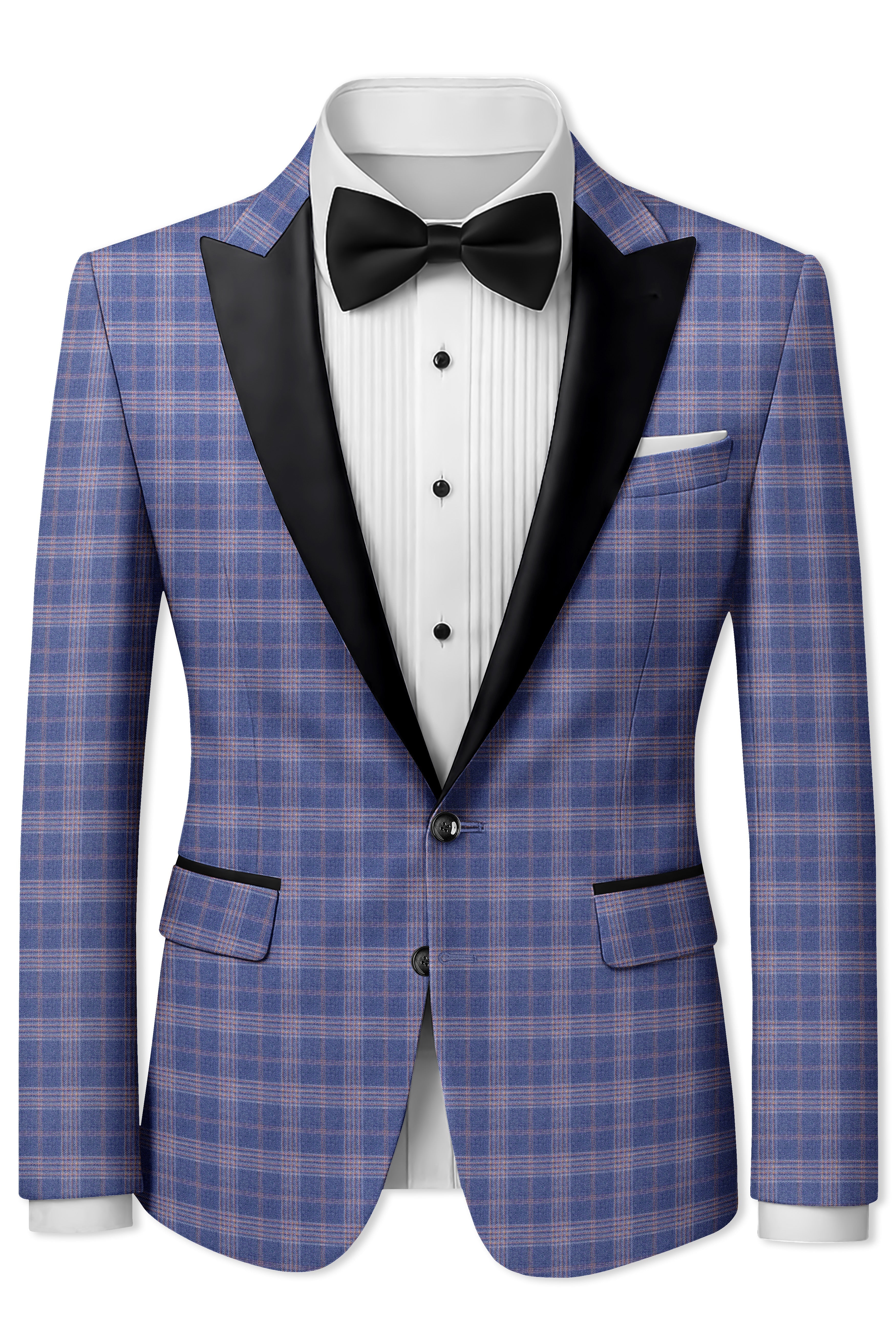 Trout Gray Super fine Checkered Wool Rich Tuxedo Blazer