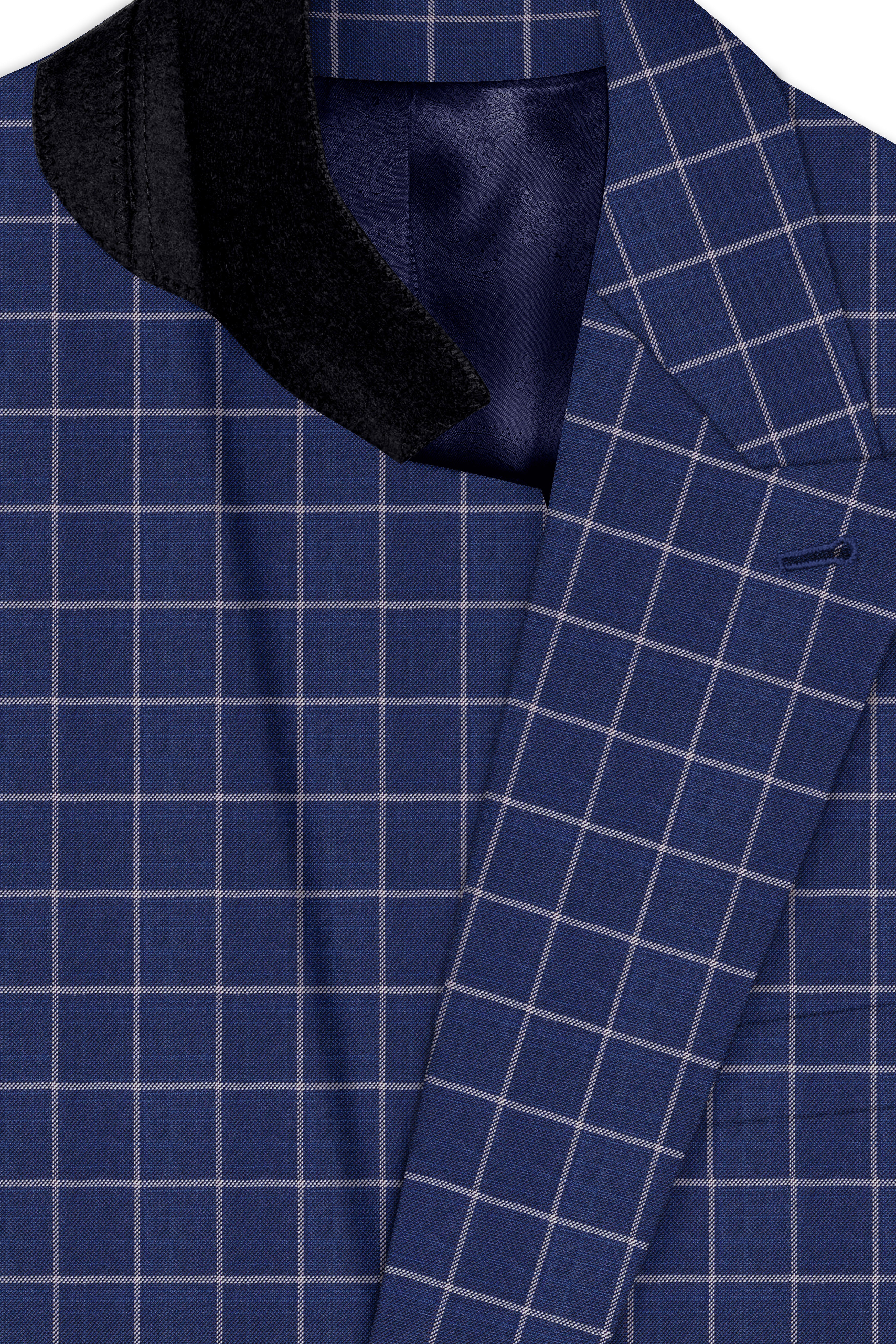 Rhino Blue Super fine Checkered Double Breasted Premium Cotton Blazer