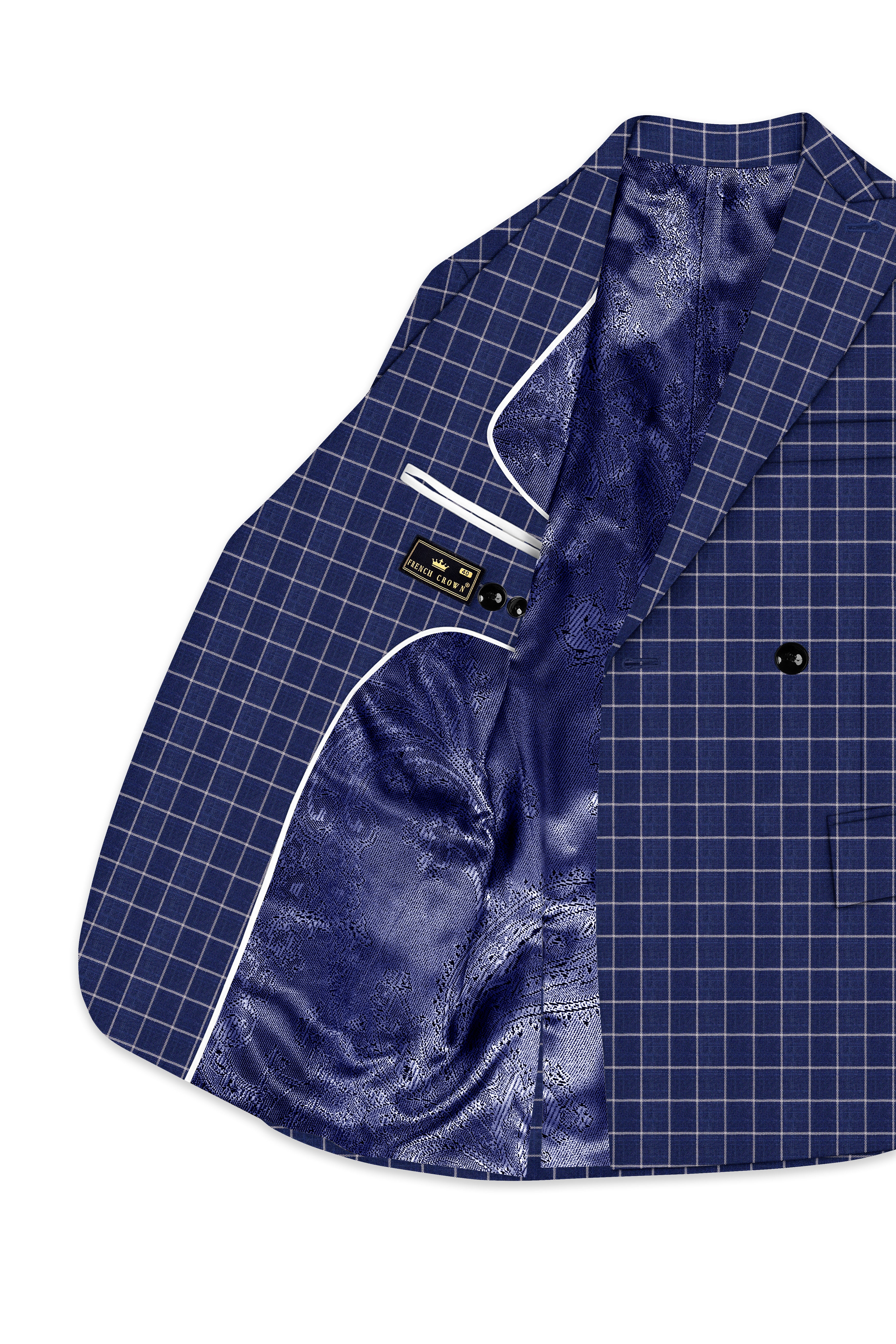 Rhino Blue Super fine Checkered Double Breasted Premium Cotton Blazer