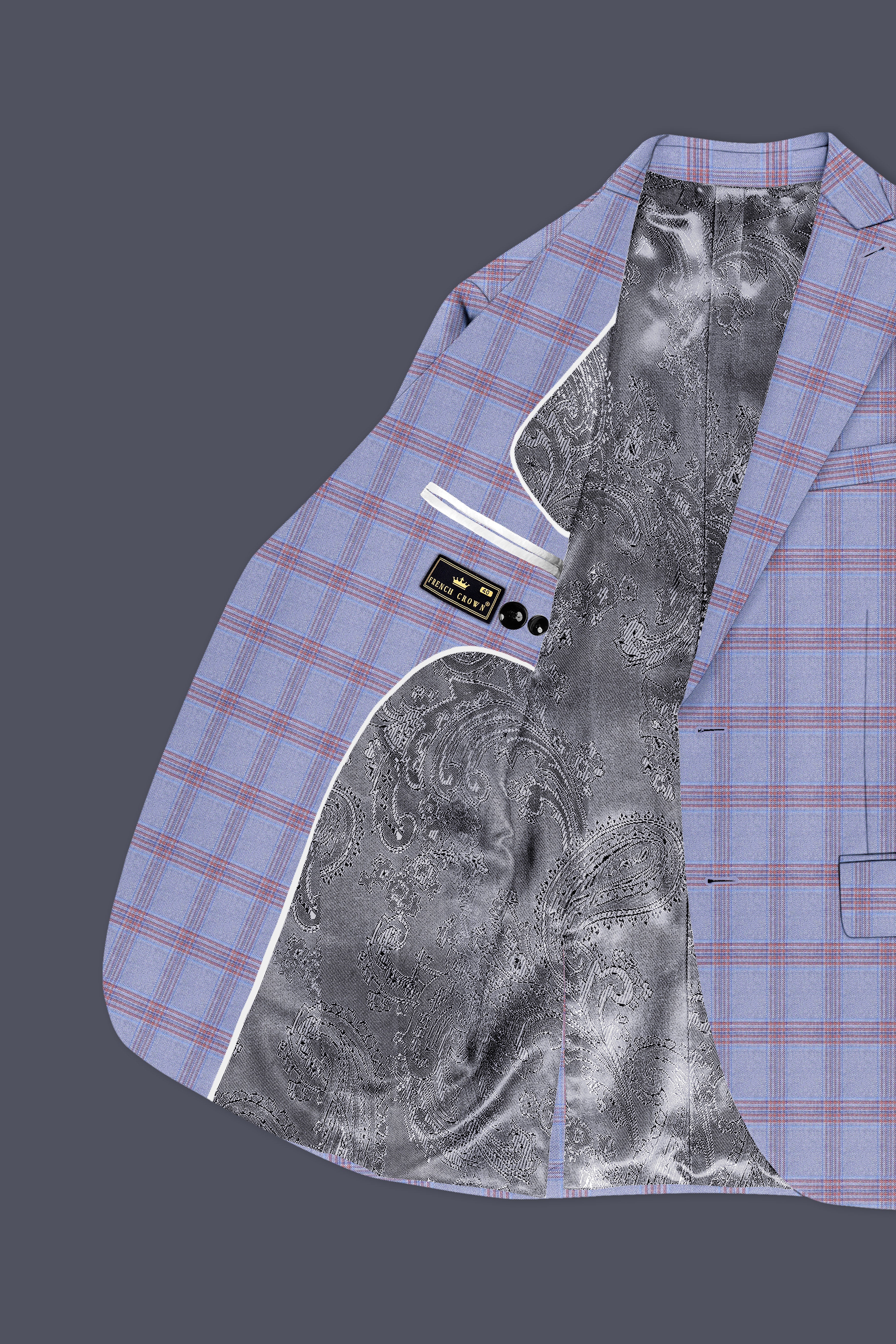 Manatee Grey Super fine Plaid Premium Cotton Blazer