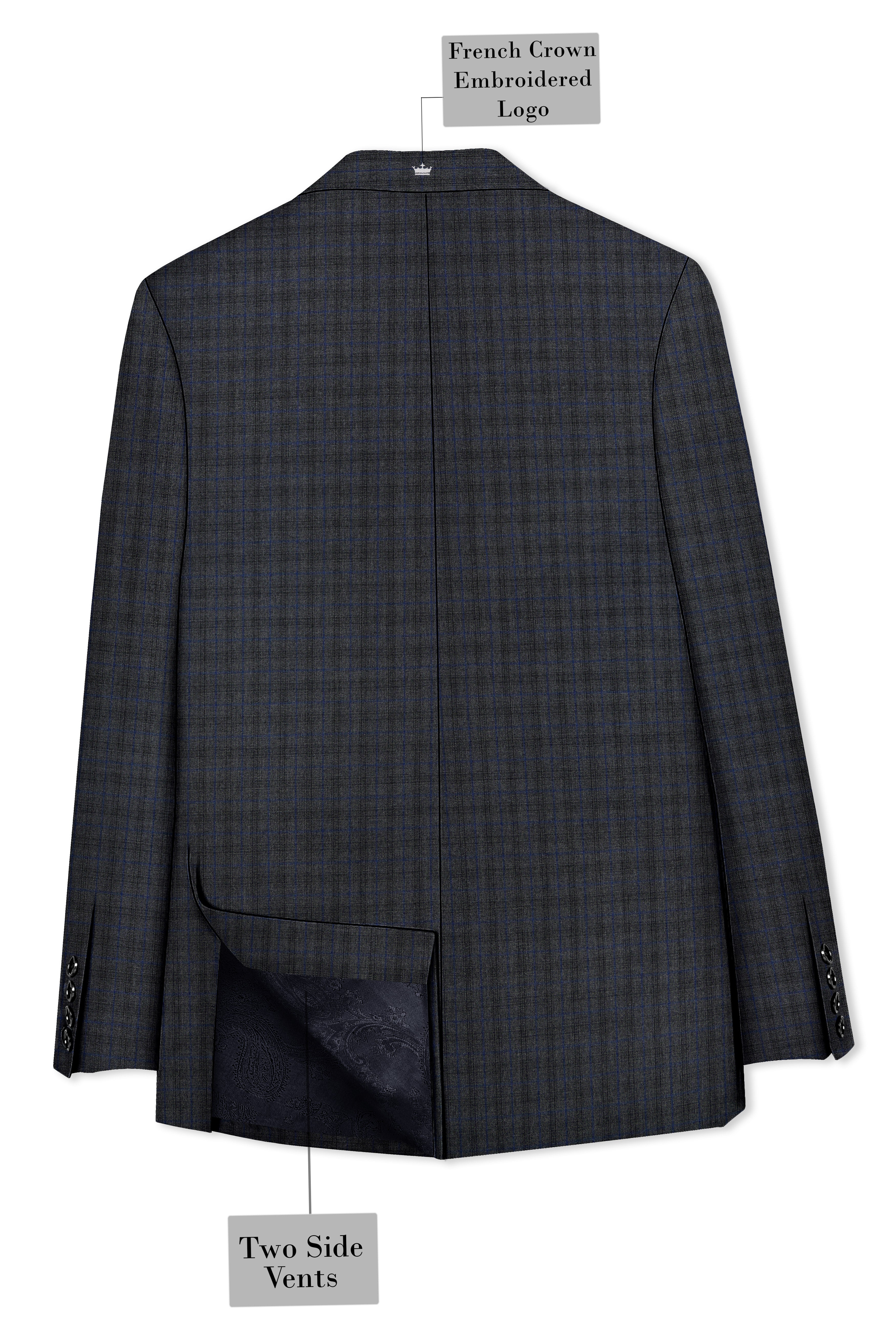 Tundora Gray Plaid Double Breasted Blazer
