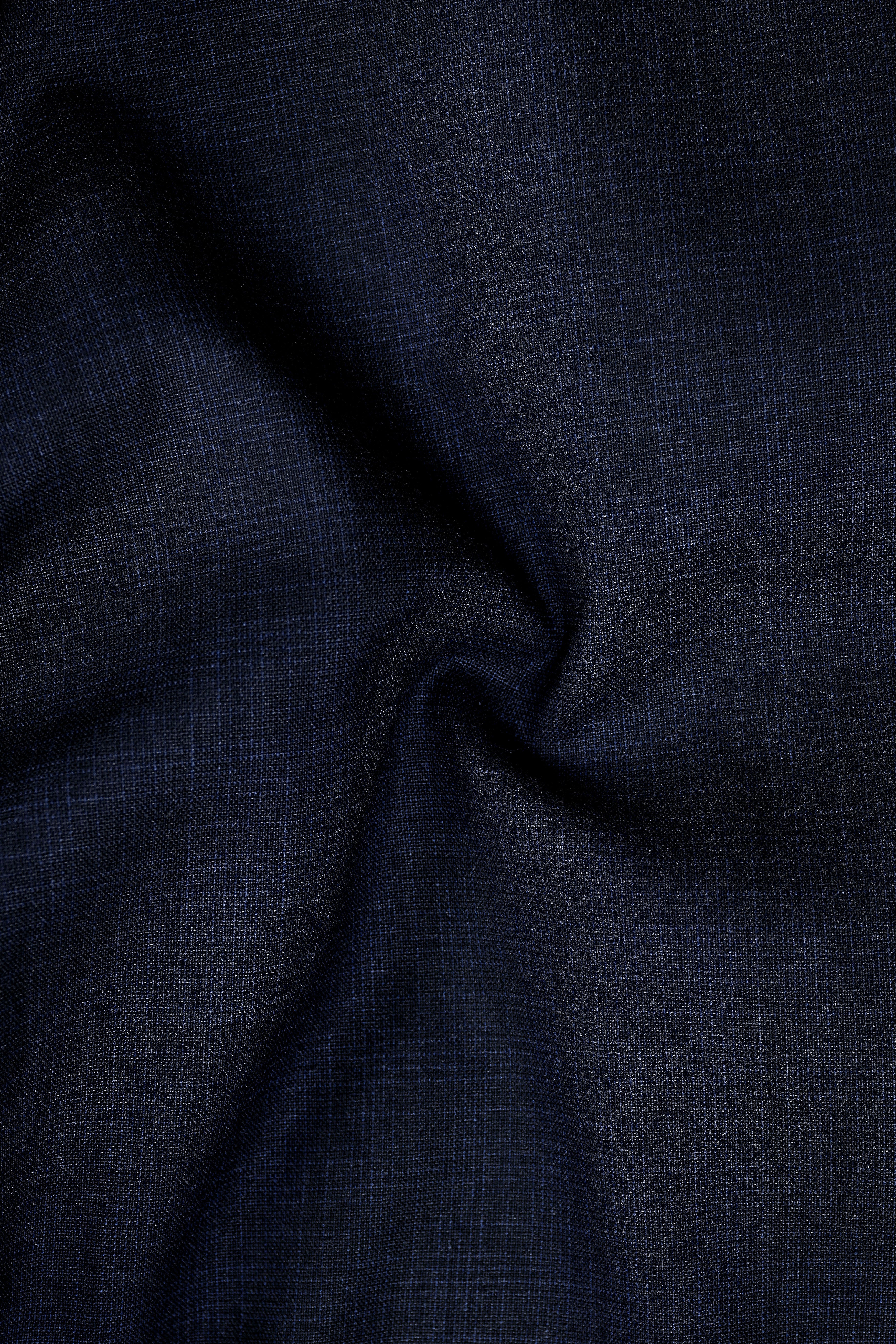 Ebony Clay Gray and Metallic Blue Plaid Double-Breasted Blazer