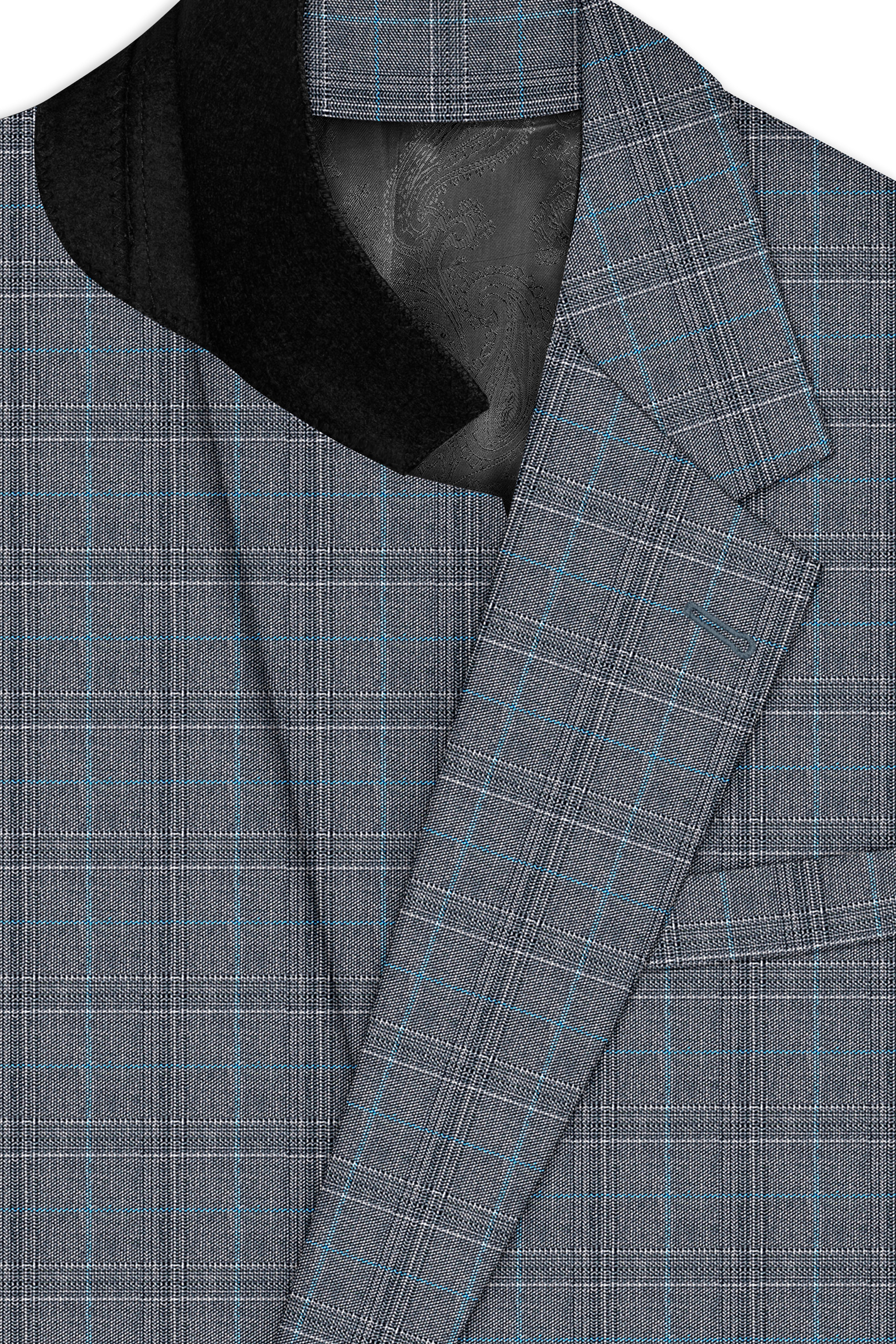 Mobster Grey Windowpane Premium Cotton Blazer