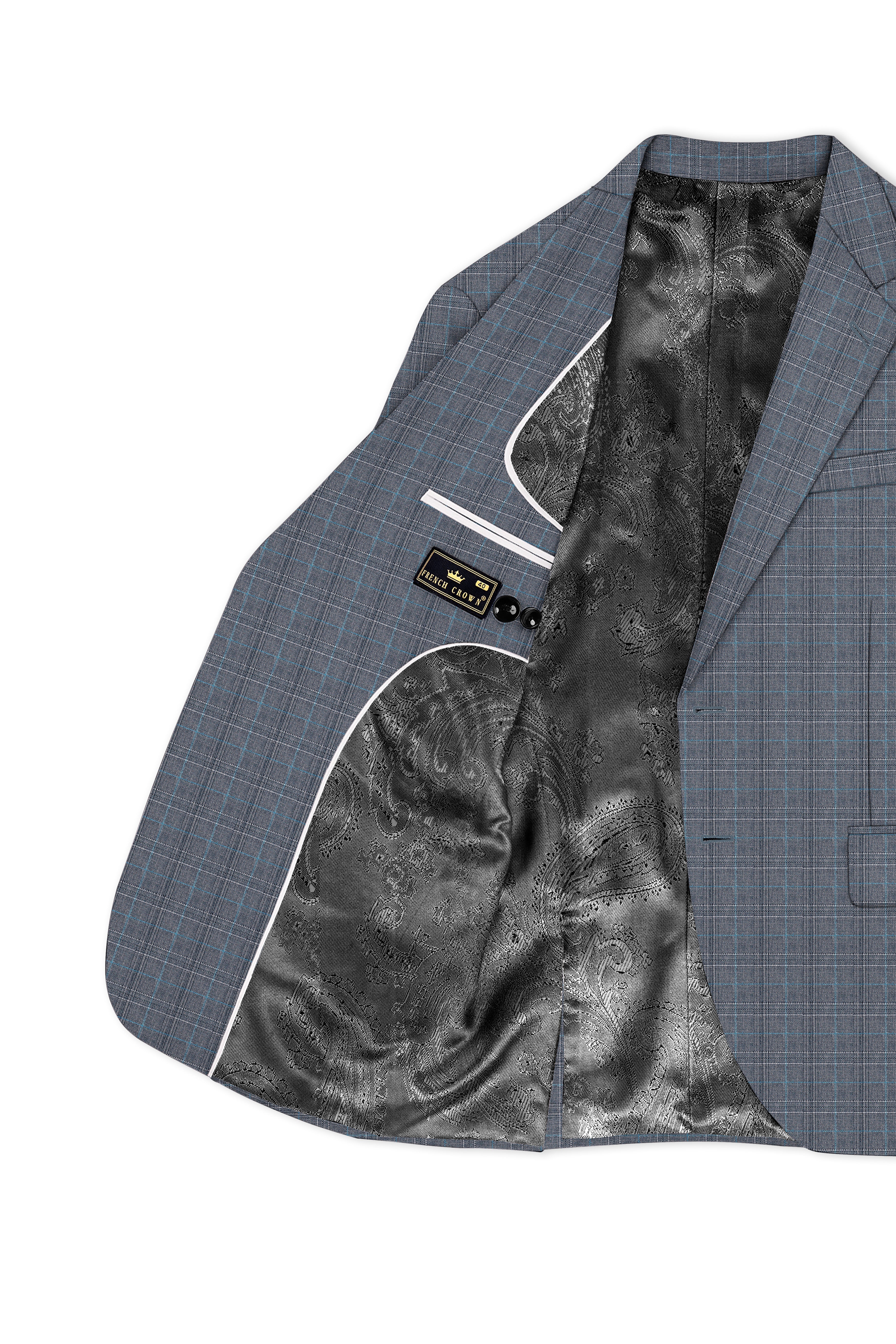 Mobster Grey Windowpane Premium Cotton Blazer