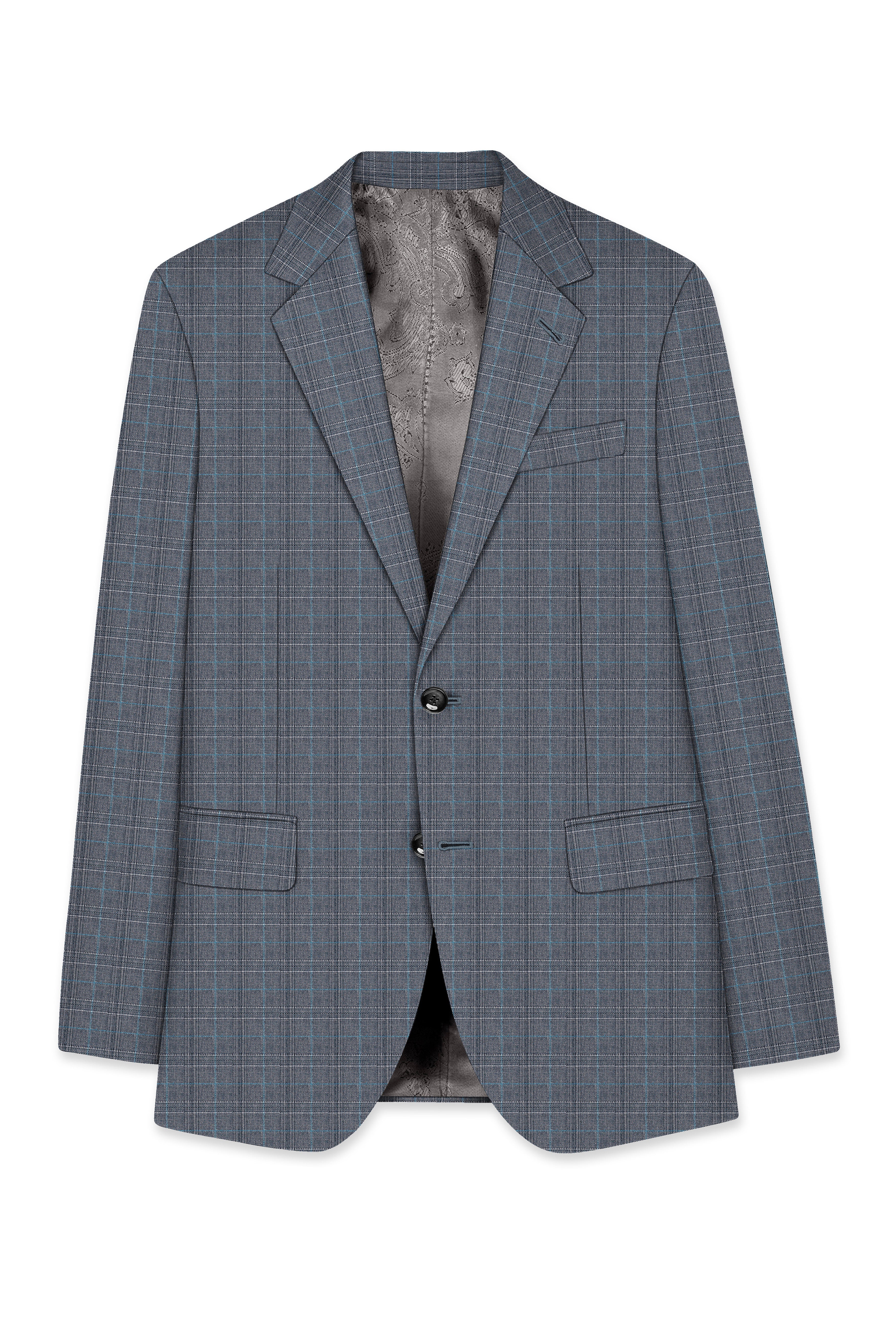 Mobster Grey Windowpane Premium Cotton Blazer