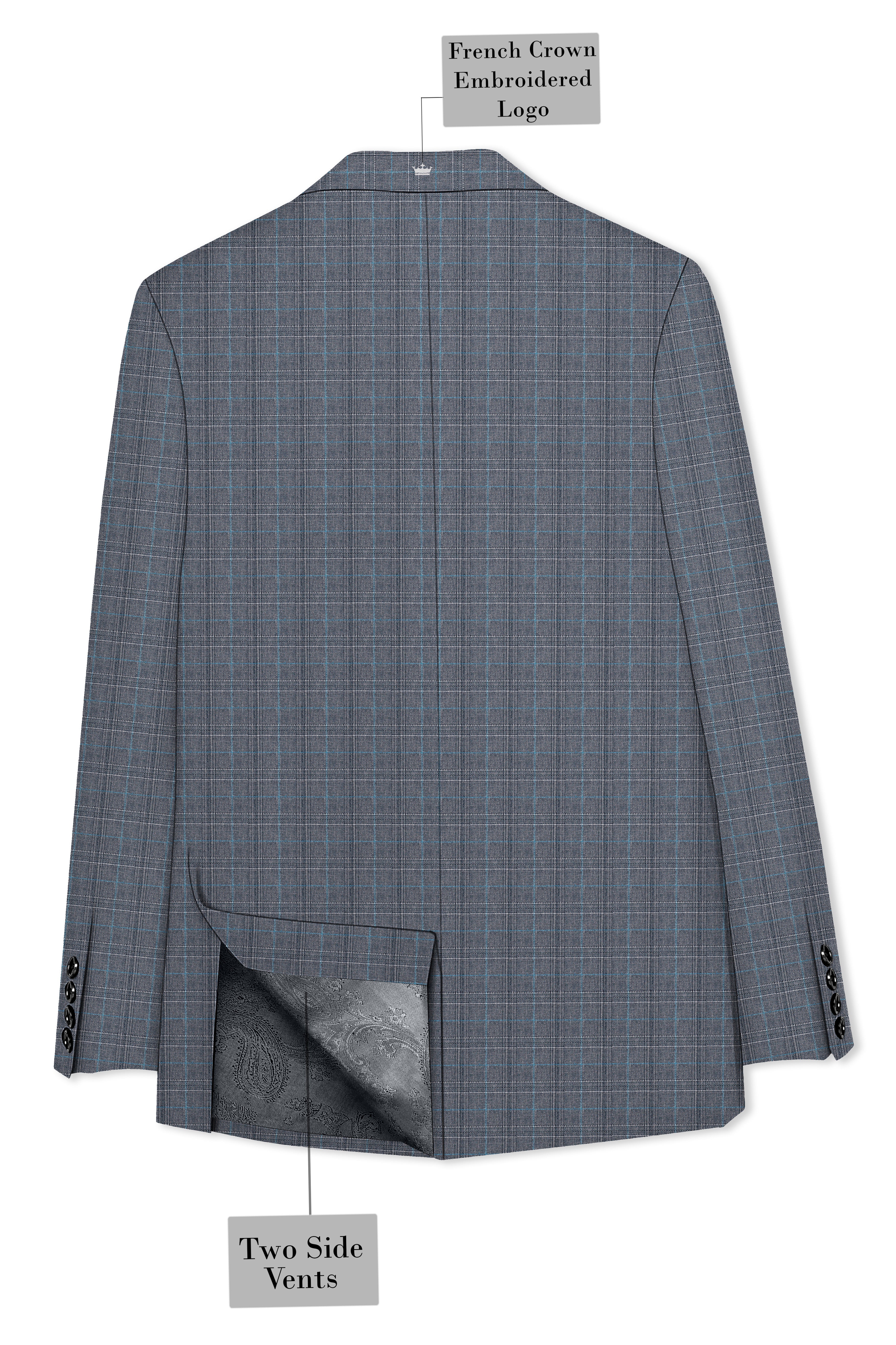 Mobster Grey Windowpane Premium Cotton Blazer
