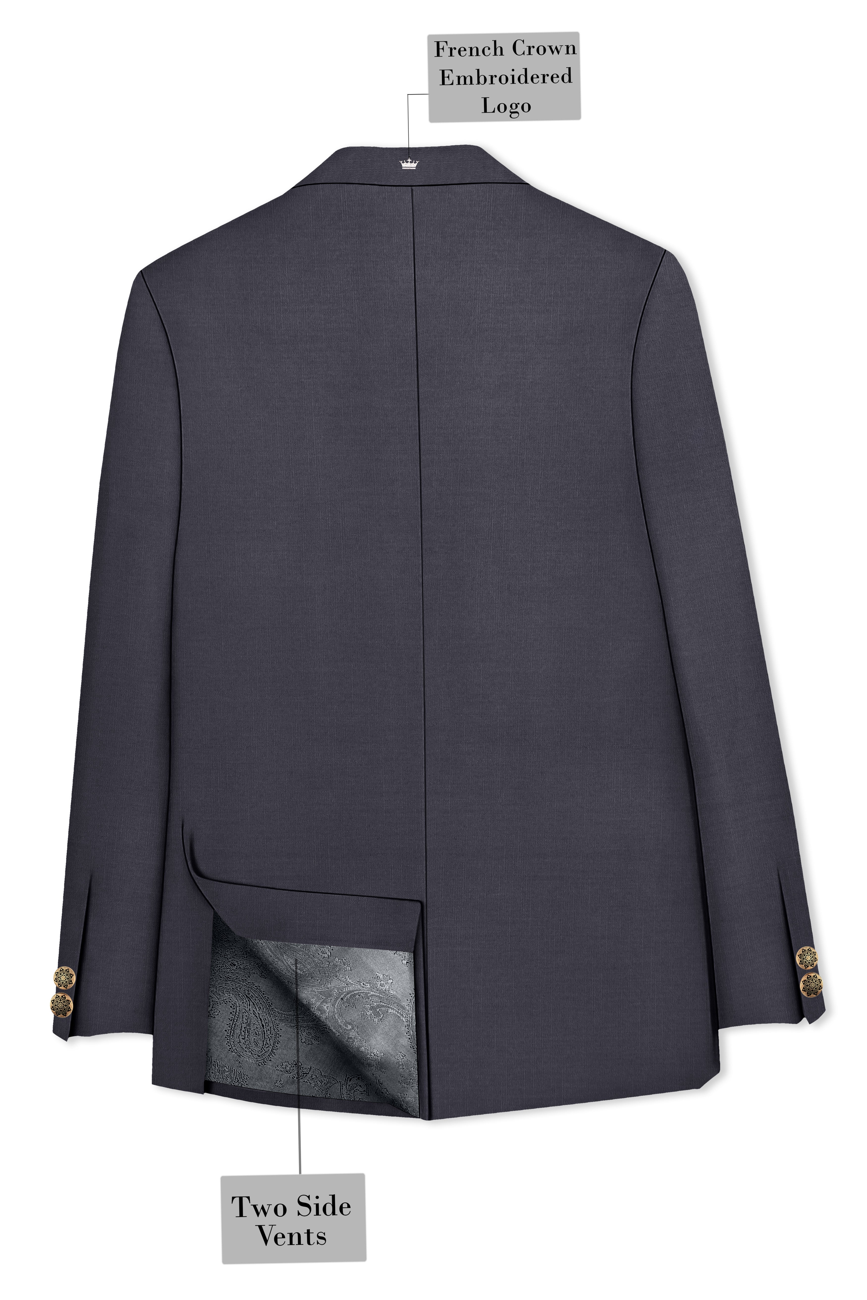 Vampire Gray Cross Placket Bandhgala Blazer