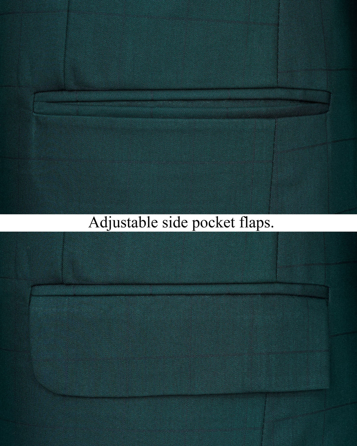 Dianne Green Subtle Windowpane Cross Placket Bandhgala Blazer